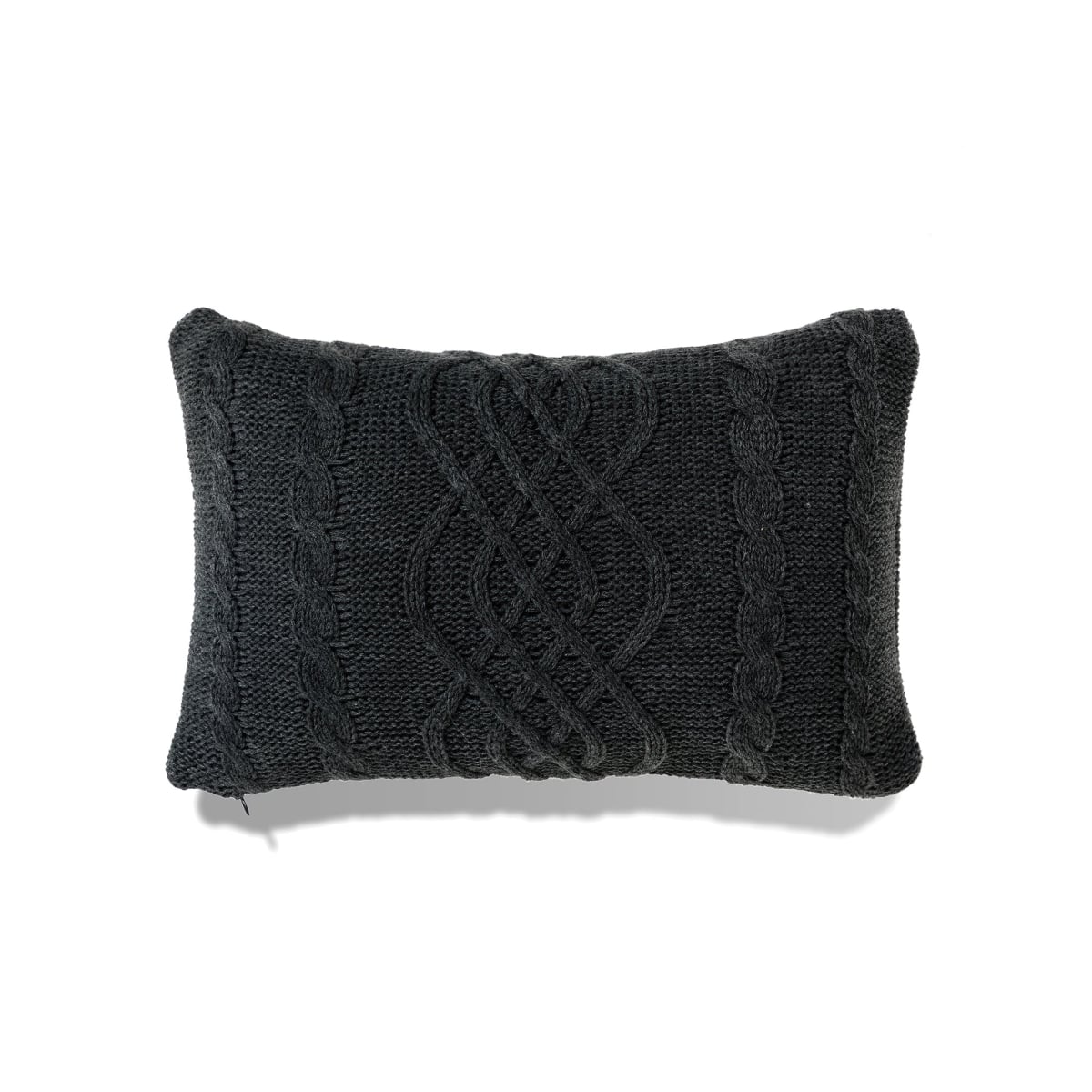 HU-BC1624LL06OP Banff -Lumbar Dark Heather Gray Chunky Cable Knit With Polyester Insert Pillow