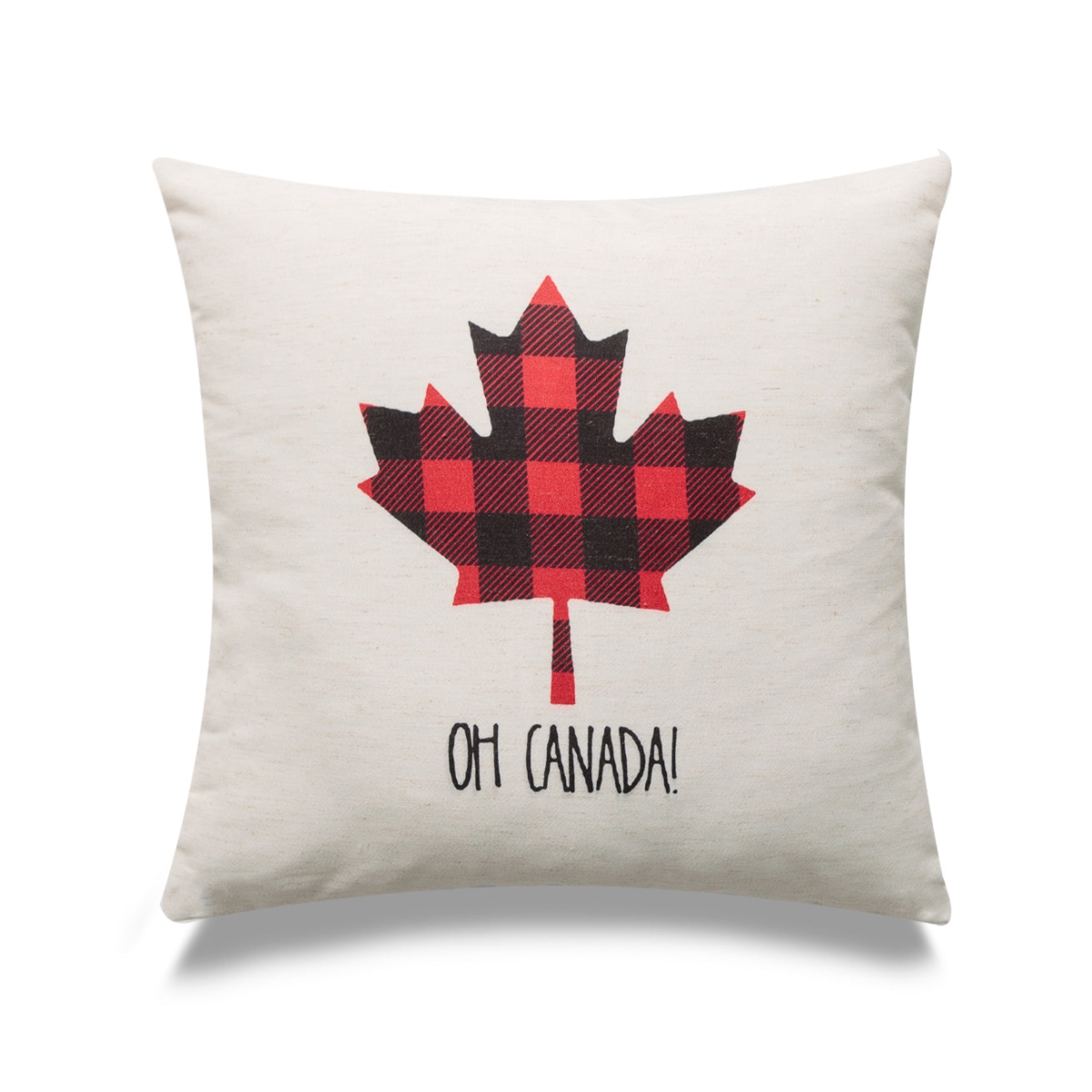 HU-OC1818ICOHXX Oh Canada With Buffalo Check Maple Leaf Print Pillow Cover