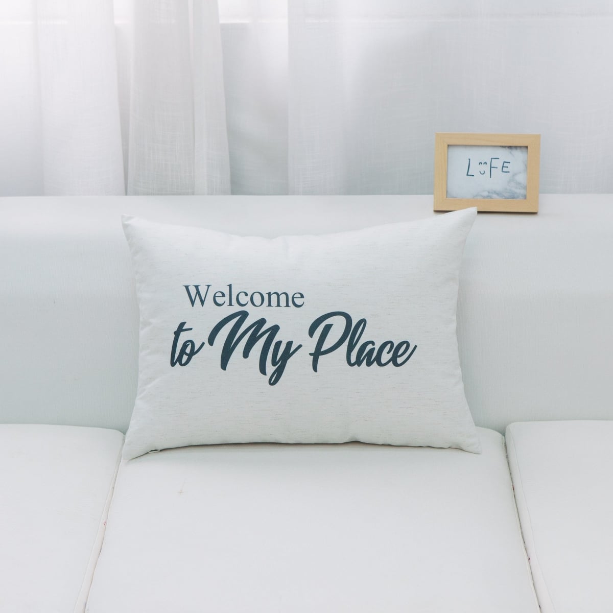 HU-YM1420ICWMOP Welcome To My Place With Polyester Insert Pillow