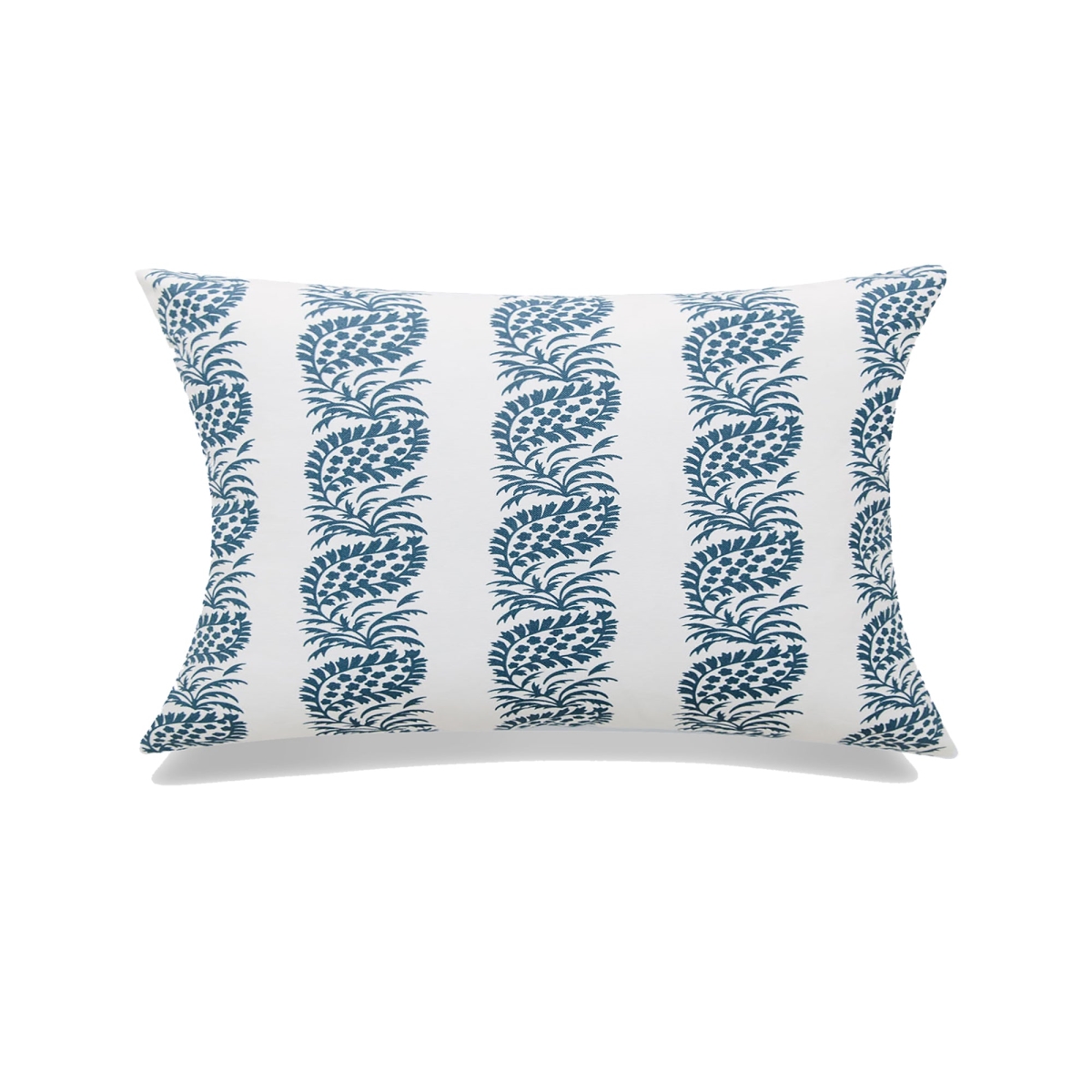 HU-MP1420JS01NVOP White With Navy Blue Block Print And Polyester Insert Pillow