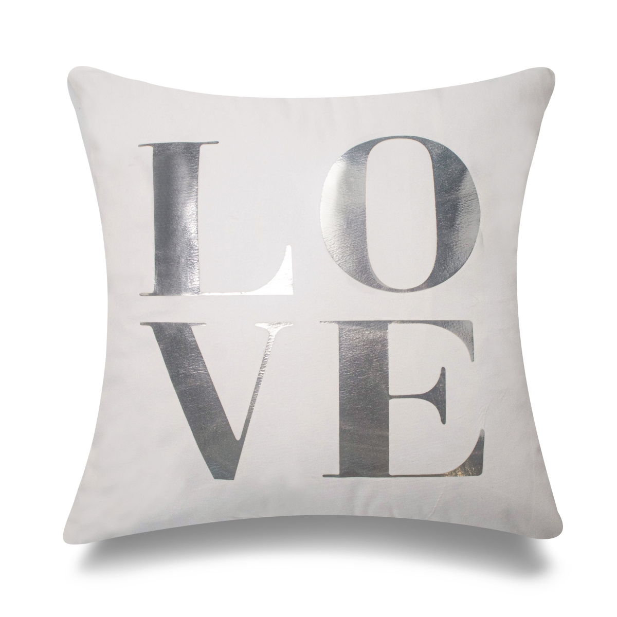 HU-GS1818JTLOBSOP Love Silver Foil On White With Polyester Insert Pillow