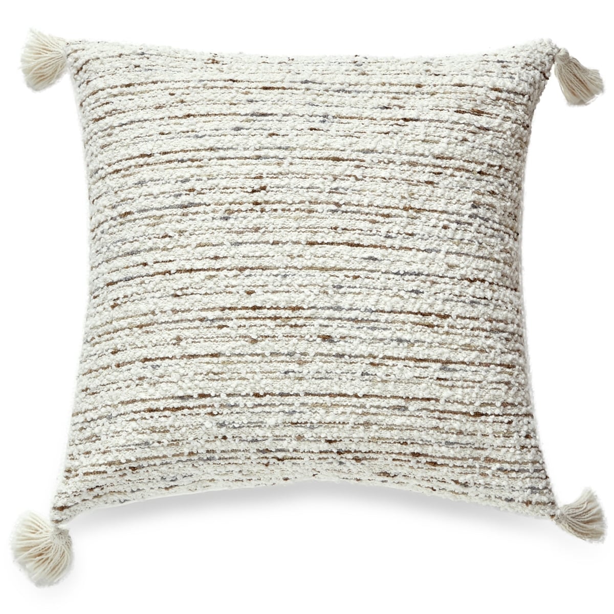 HU-CG1818EGTSWTOP White Boucle Fabric With Tassels And Polyester Insert Pillow