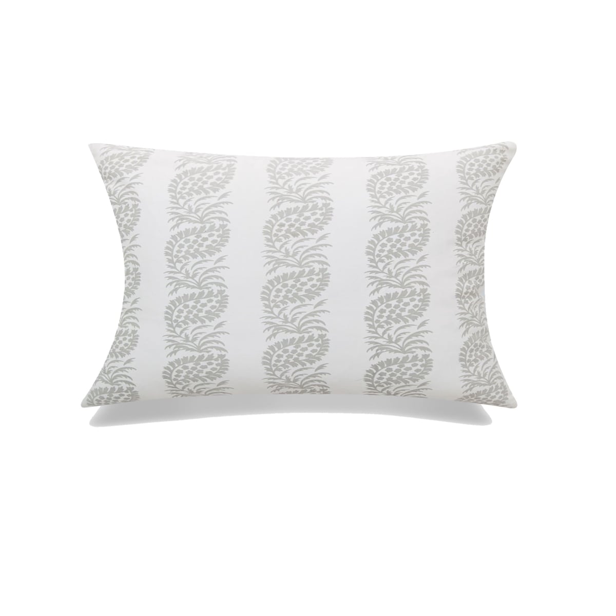 HU-MP1420JS01GEOF White With Greige Block Print And Feather Down Insert Pillow