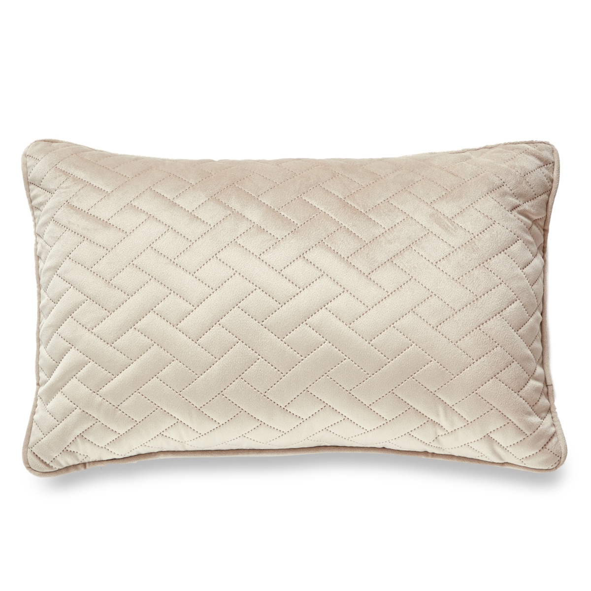 HU-LA1218JS02BGOF Beige Laser Embossed Chevron Pattern With Feather Down Insert Pillow