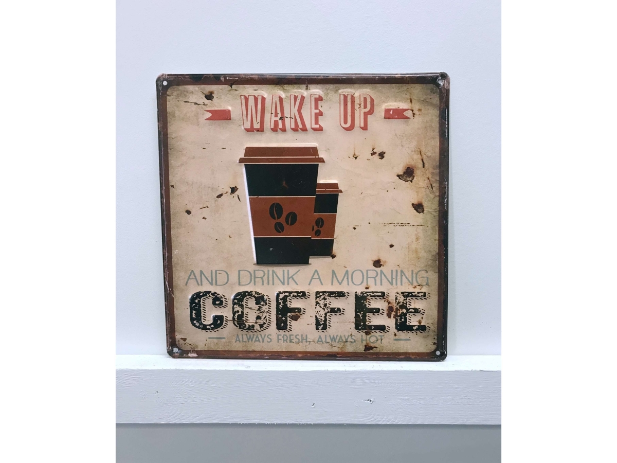 IV-S16-GT075 Wake Up & Coffee Vintage Metal Wall Decor