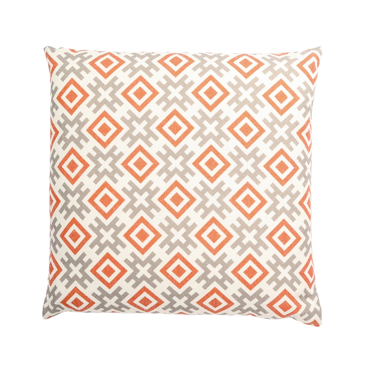 HU-KY1818TWX2OP Kyoto White With Gray And Orange Pattern And Polyester Insert Pillow