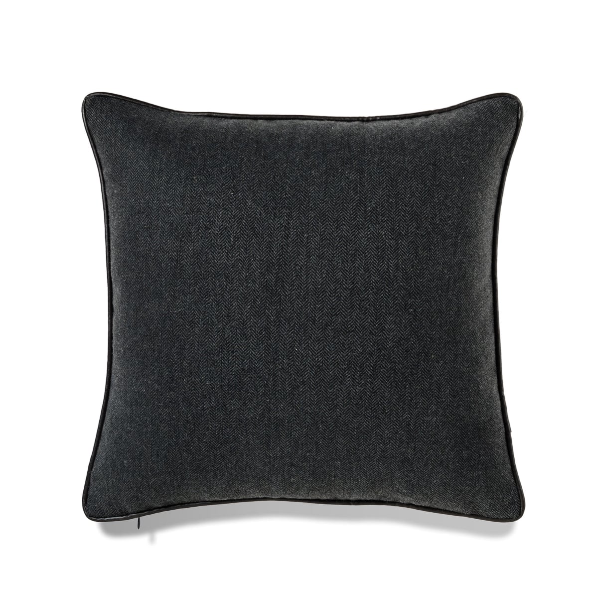 HU-MH2020JS04OF Dark Gray Herringbone Texture With Pu Pipingwith Featherdown Insert Pillow