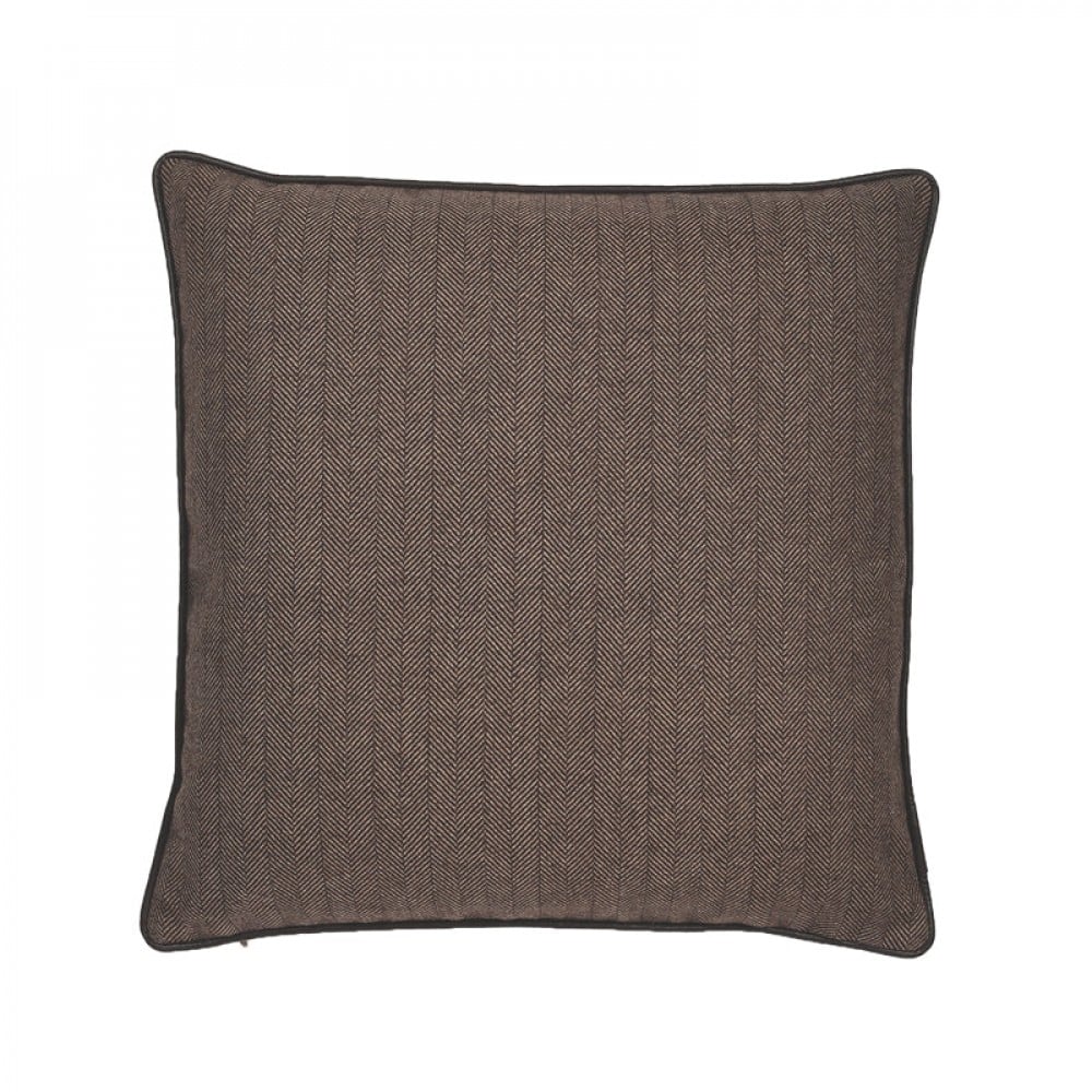 HU-MH2020JS03OP Dark Brown Herringbone Texture With Pu Pipingwith Polyester Insert Pillow