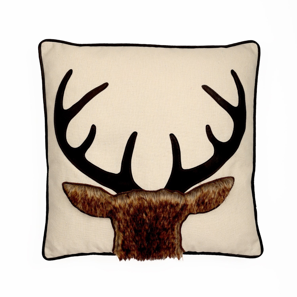 HU-RI1818JS02OP Faux Fur Deer Head With Antlers And Polyester Insert Pillow
