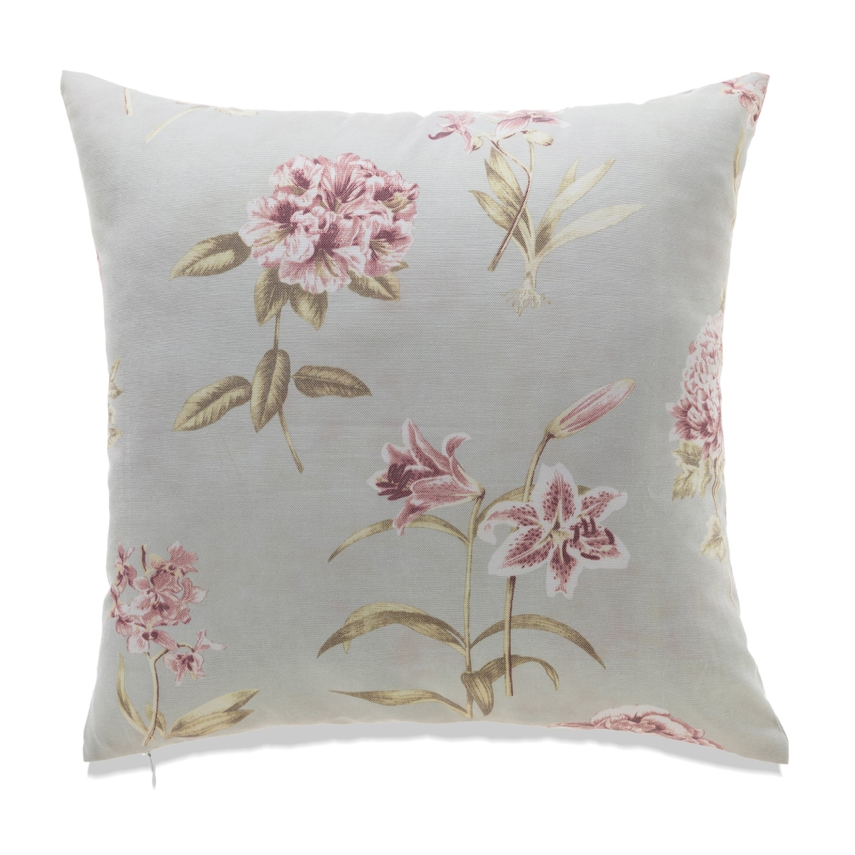HU-FL2222JT16OF Pink And White Flowers On Light Blue With Feather Down Insert Pillow