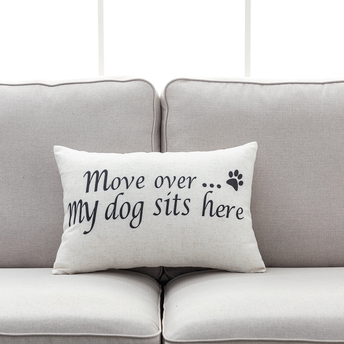 HU-YM1420JTMMDOF Move Over... My Dog Sits Here With Feather Down Insert Pillow