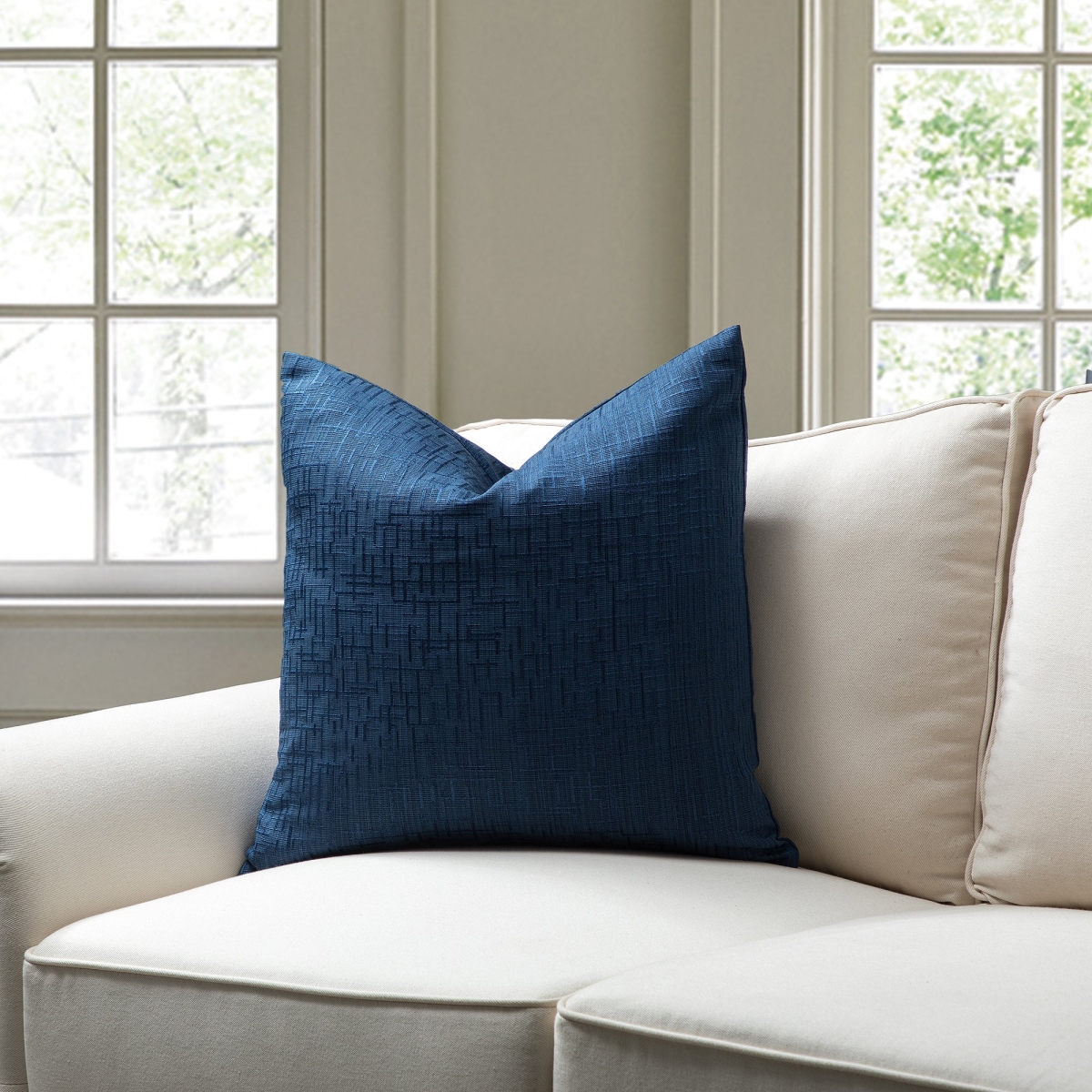 HU-SS2020JS21NVOF Navy Blue With Featherdown Insert Pillow