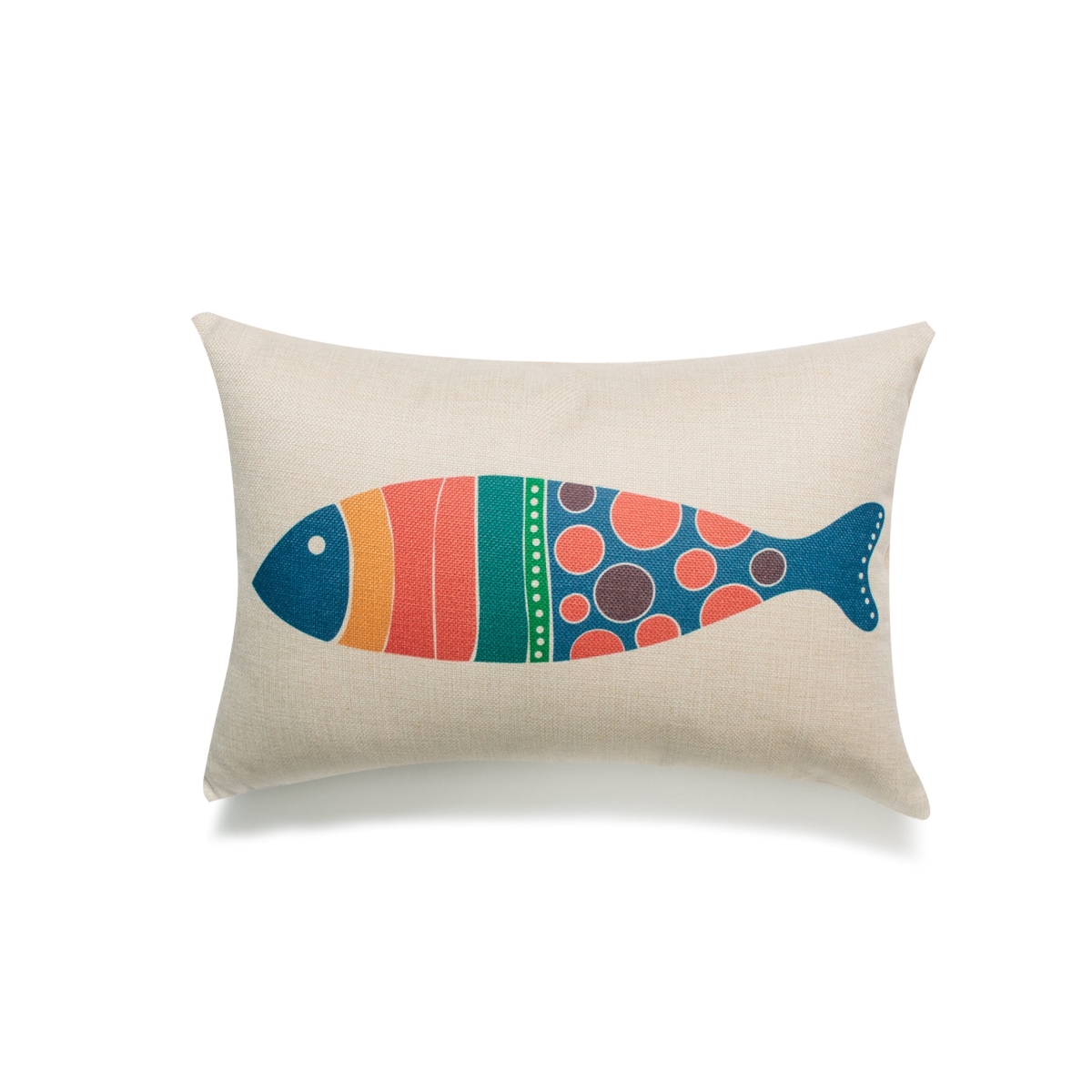 HU-SU1218IC03OP Colorful Fish On Ivory With Polyester Insert Pillow
