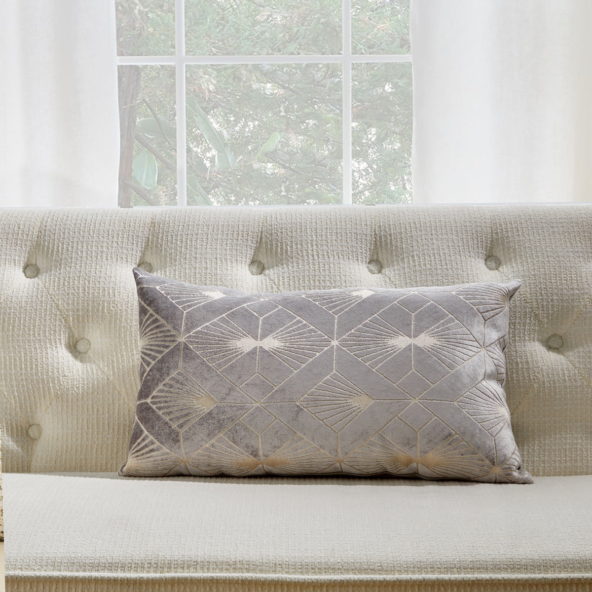 HU-CG1424EGGYOP Rectangular Gray With Brushed Diamond Pattern And Pillow