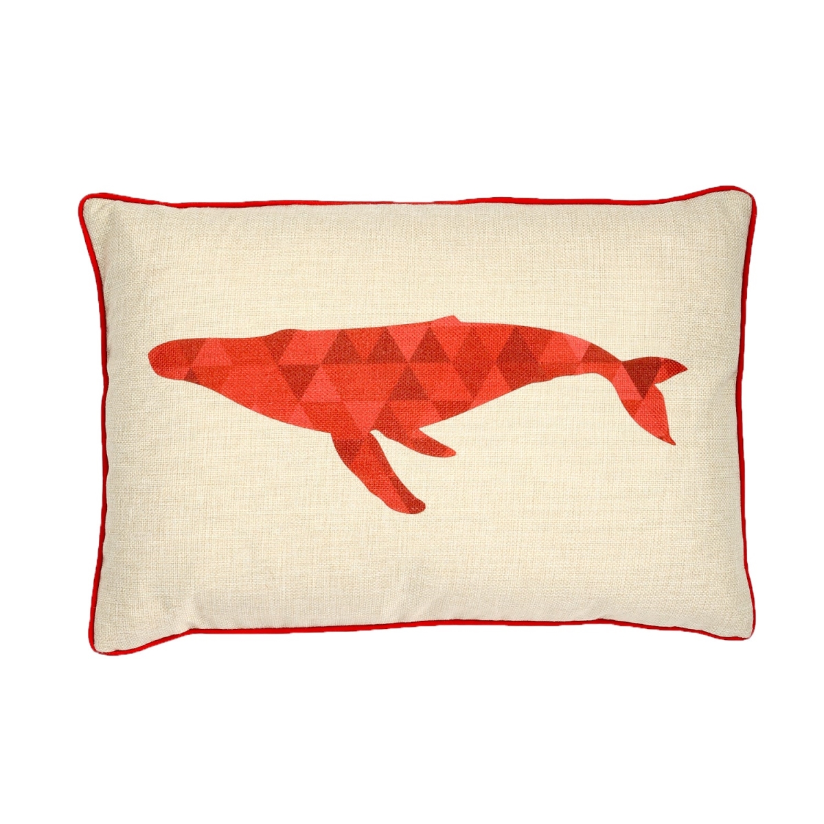HU-SU1218ICW3OP Red Whale On Ivory With Polyester Insert Pillow