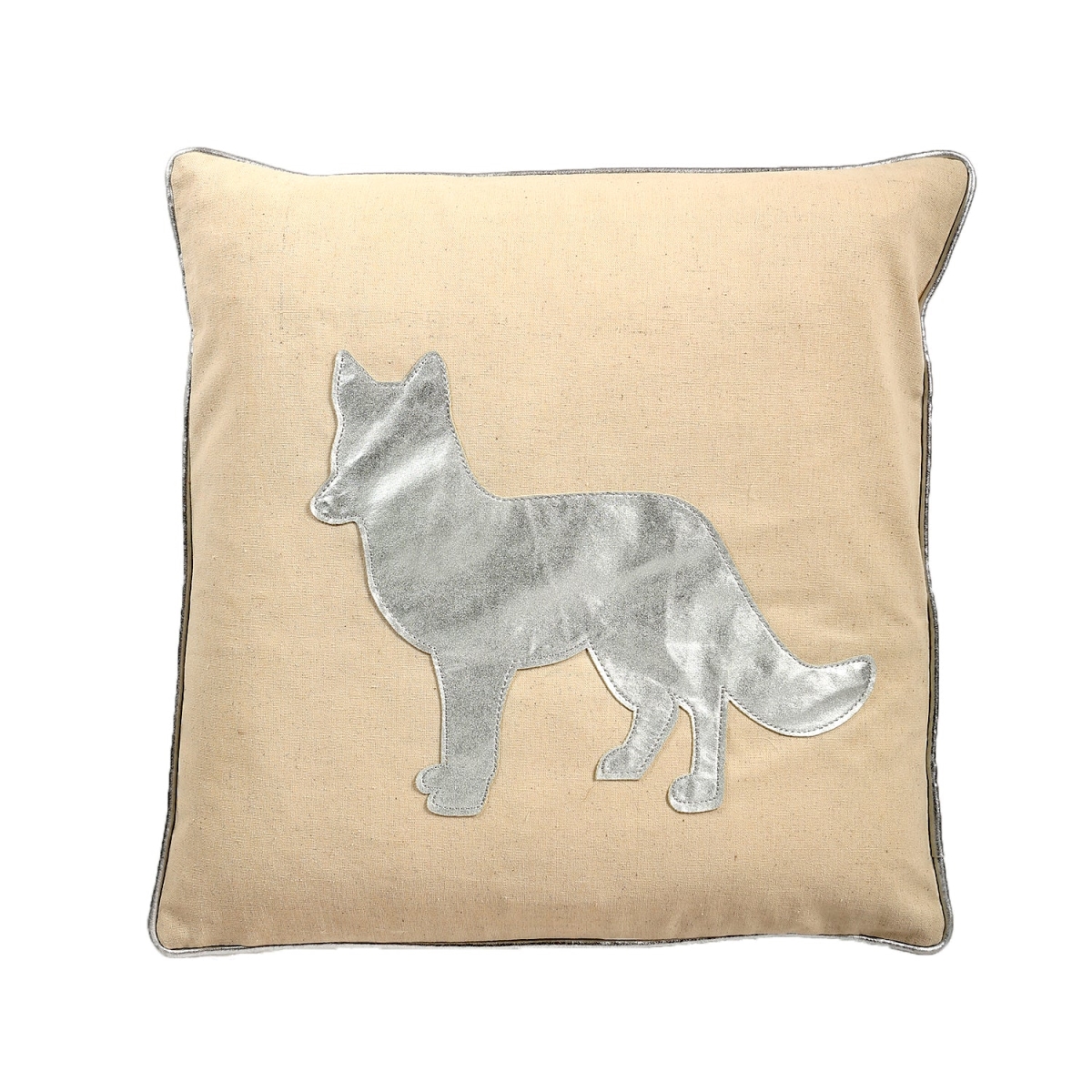 HU-HS1818FXS1OF Silver Applique Fox With Feather Down Insert Pillow