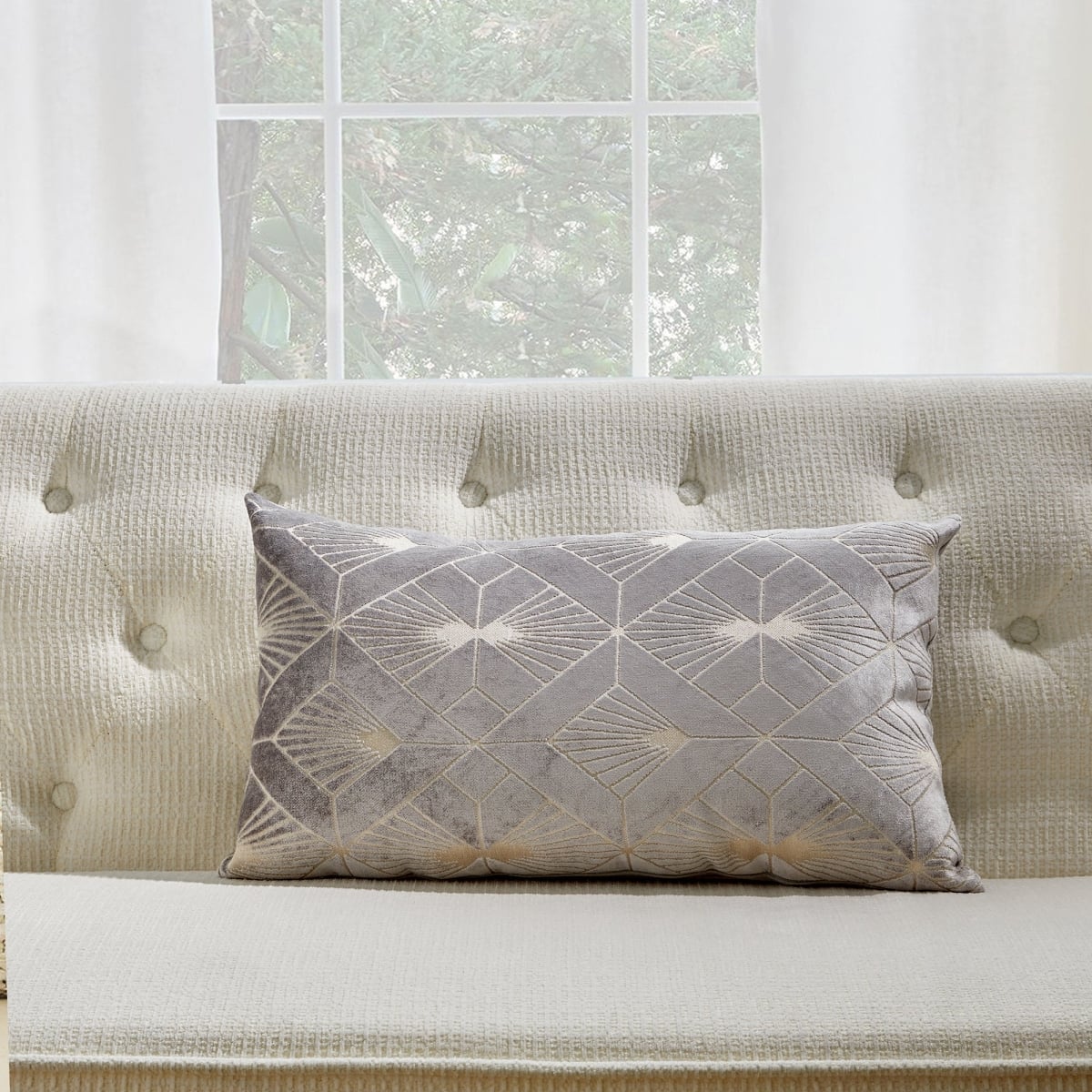 HU-CG1220EGGYXX Gray With Brushed Diamond Pattern Pillow Cover