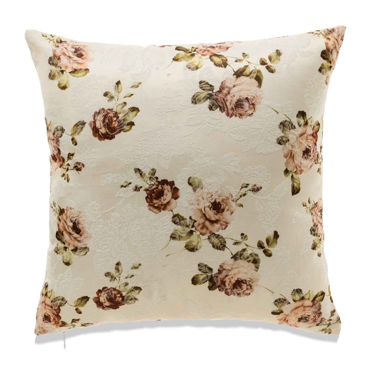 HU-FL2222JT05OF Muted Tone Textured Rose Pattern With Feather Down Insert Pillow