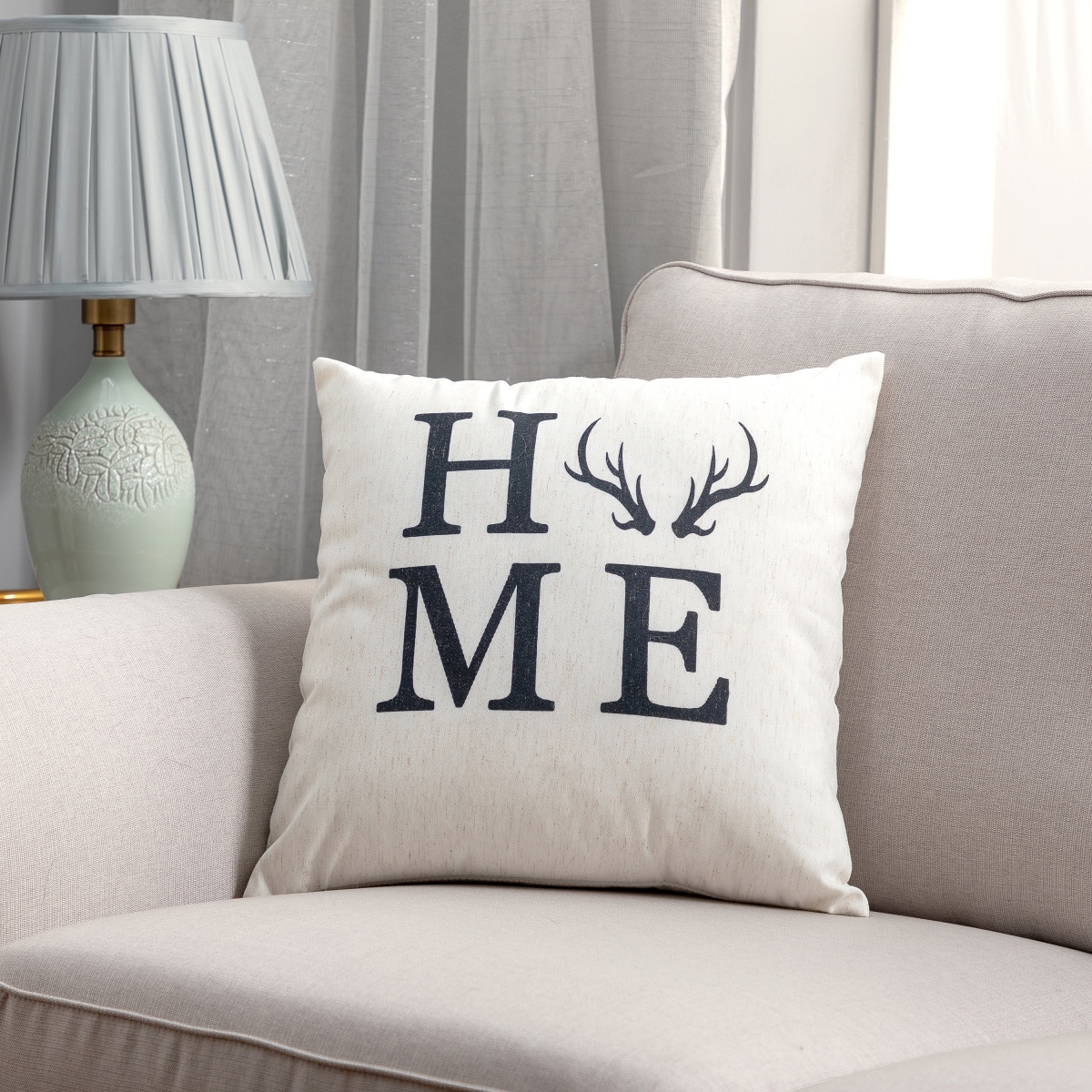 Home With Antlers As Letter O Pillow Cover