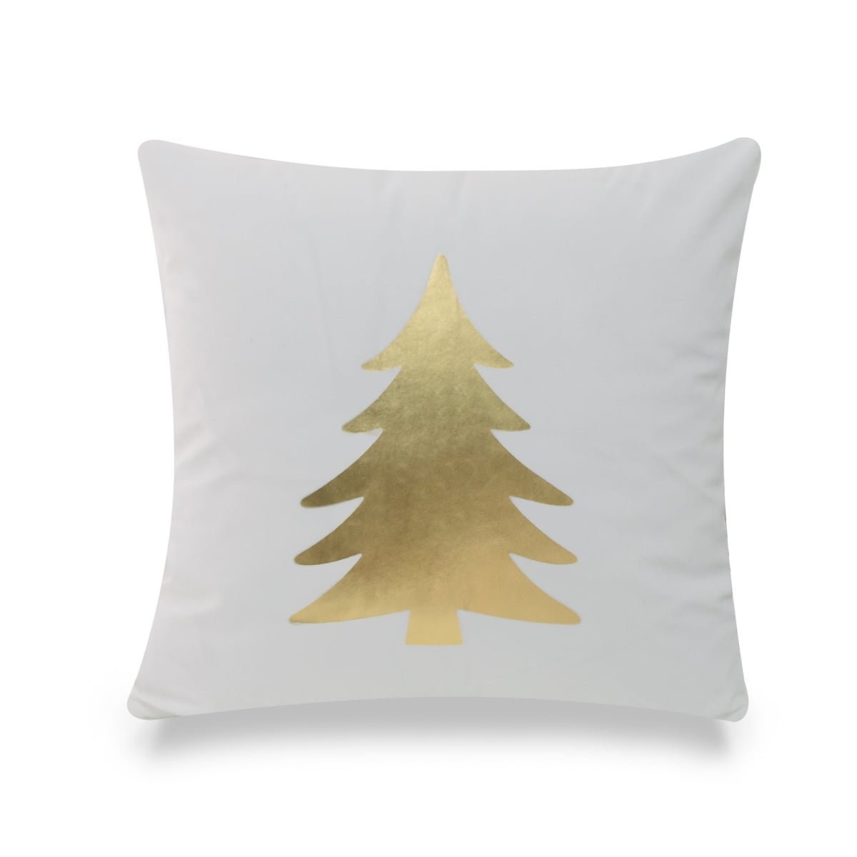 HU-GS1818KSTRG1OP Gold Foil Christmas Tree On White With Polyester Insert Pillow