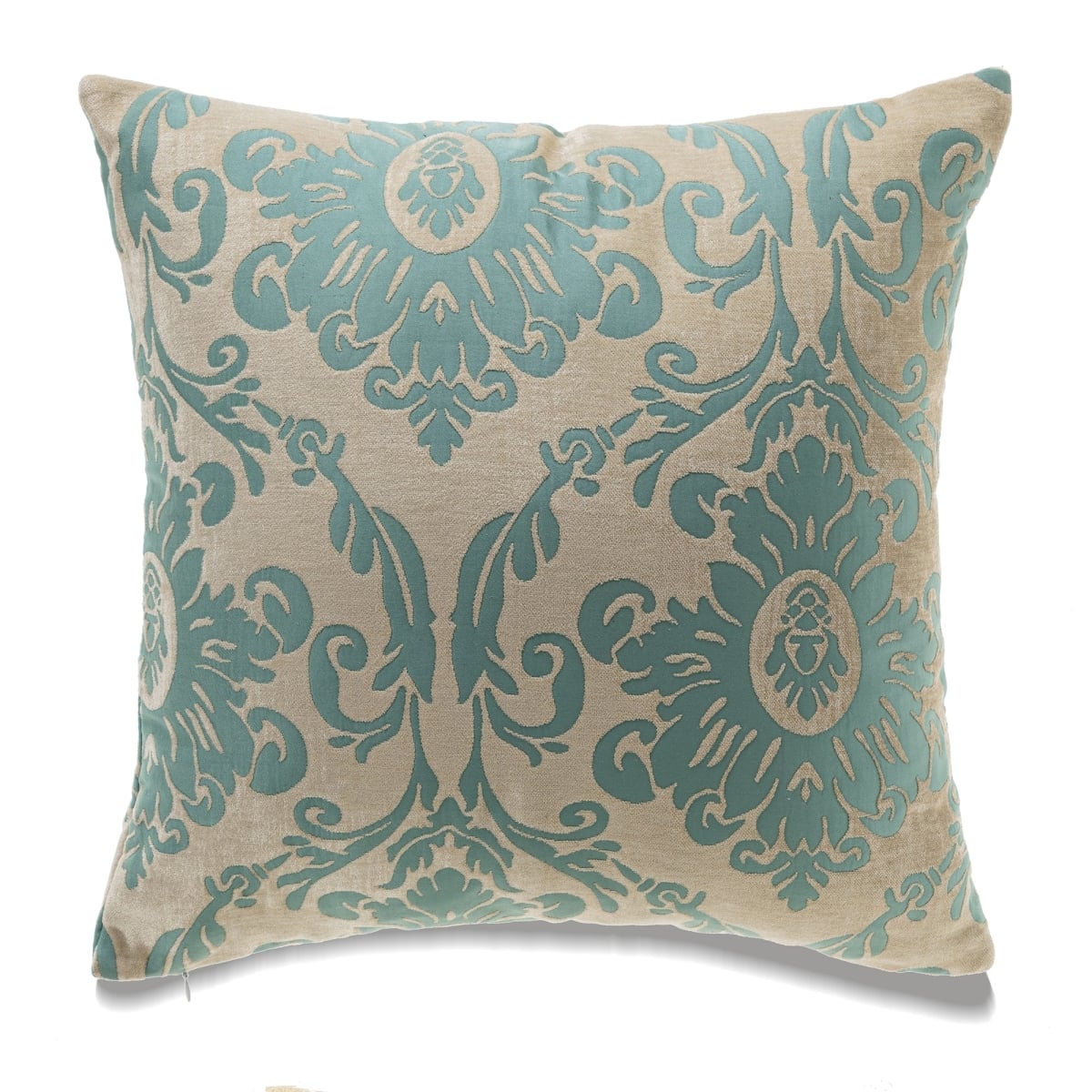 HU-FL2424JT39OP 24 X 24 Inches Blue Pattern On Ivory Background With Polyester Insert Pillow