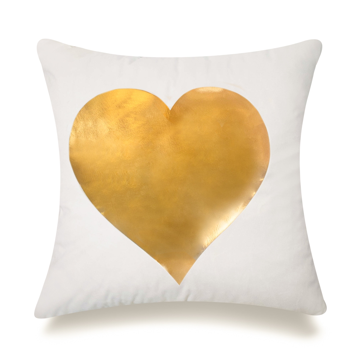 HU-GS1818KJTLOGHOP Gold Foil Heart On White With Polyester Insert Pillow