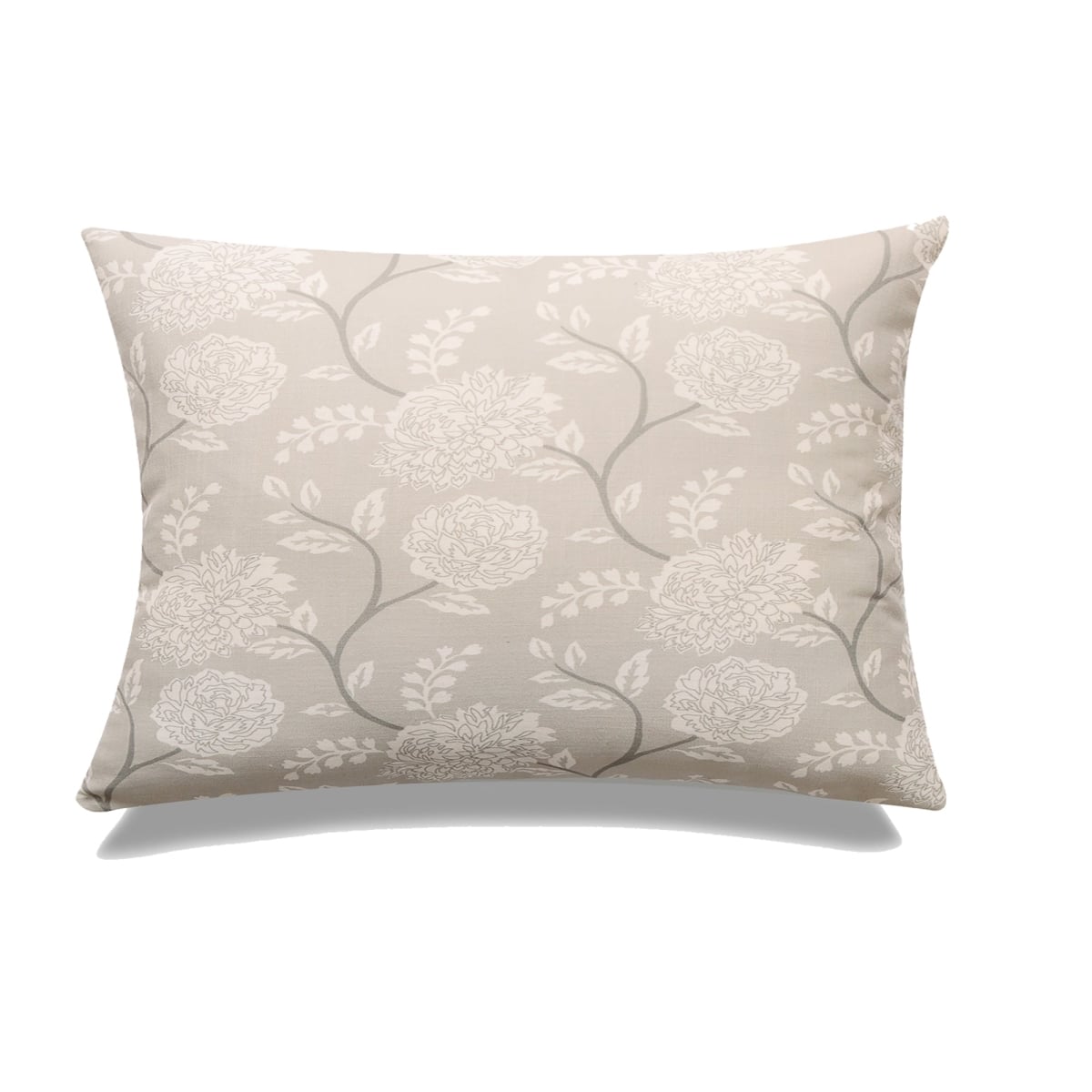HU-MP1420JS11GEOP Greige With White Peonies And Polyester Insert Pillow