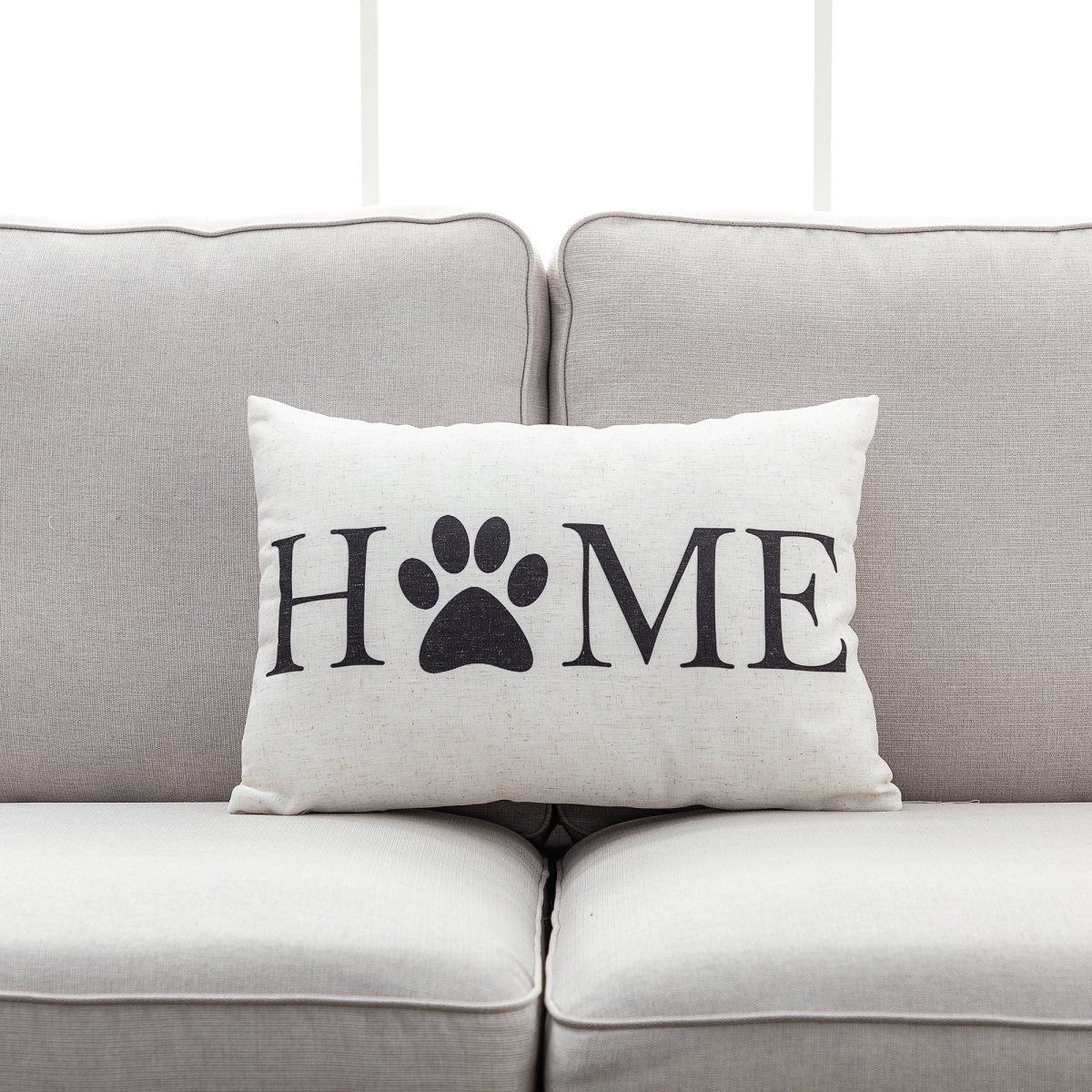 HU-YM1420JTDHMOP Home With Paw Print O And Polyester Insert Pillow