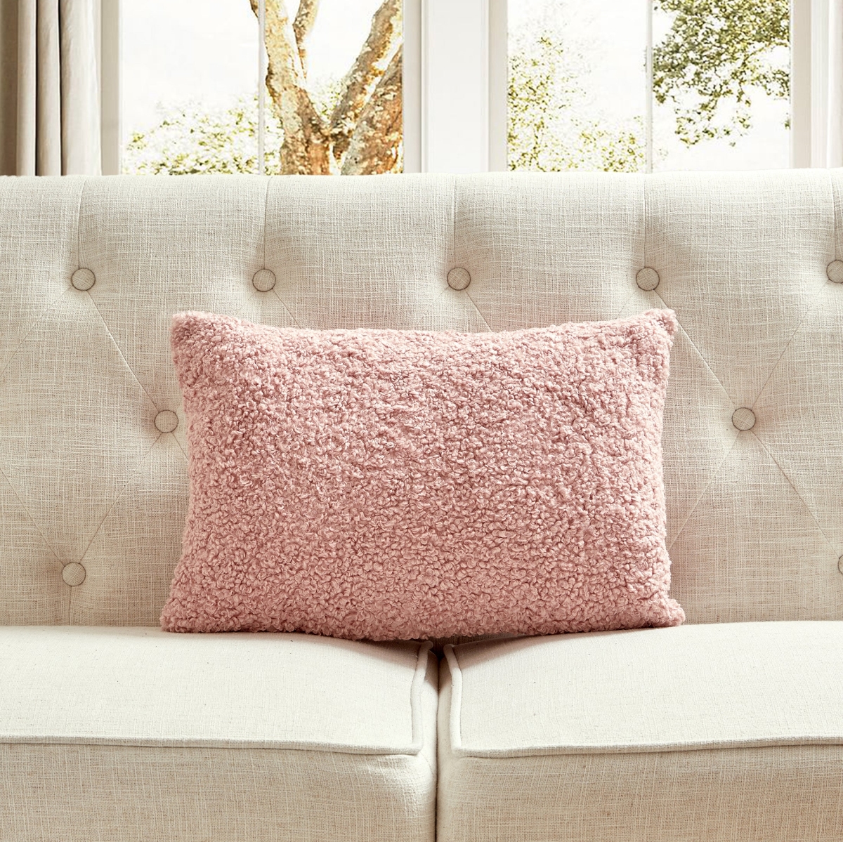 HU-CG1420EGPKOP Pink Boucle With Polyester Insert Pillow