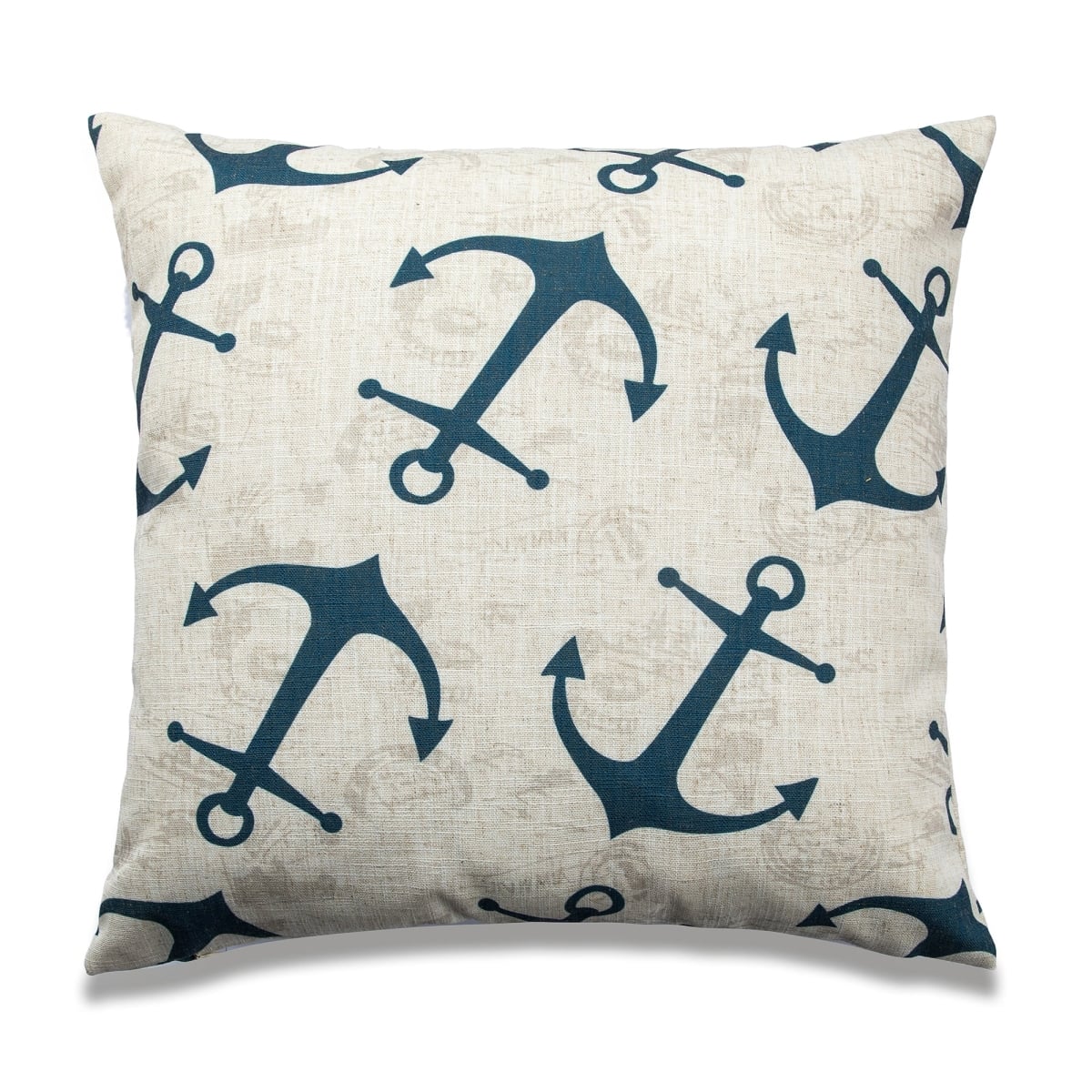 HU-SU2020HYACOP Gray With Blue Anchors Print And Polyester Insert Pillow
