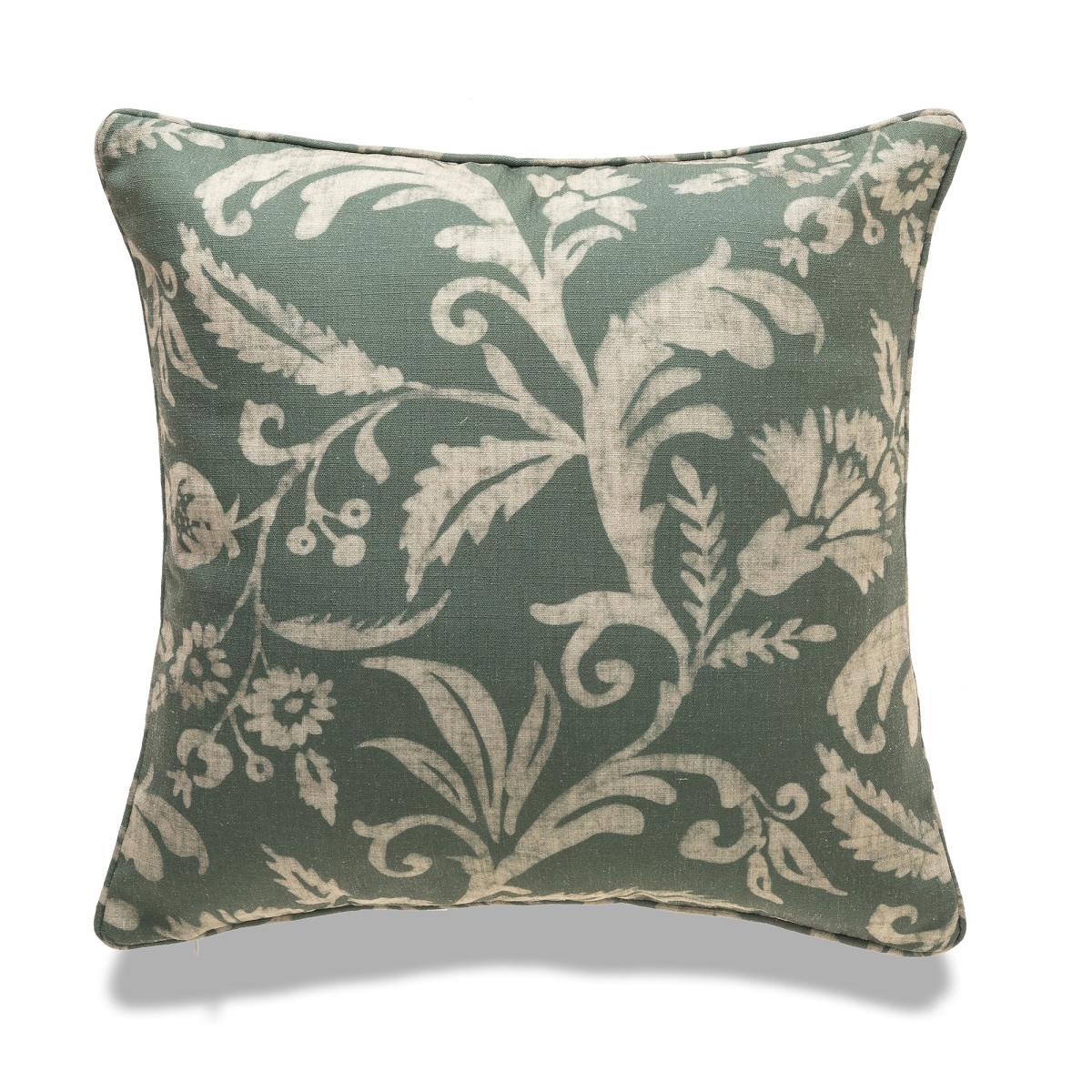 HU-DB2020TW04OP Green And White Floral Pattern With Polyester Insert Pillow