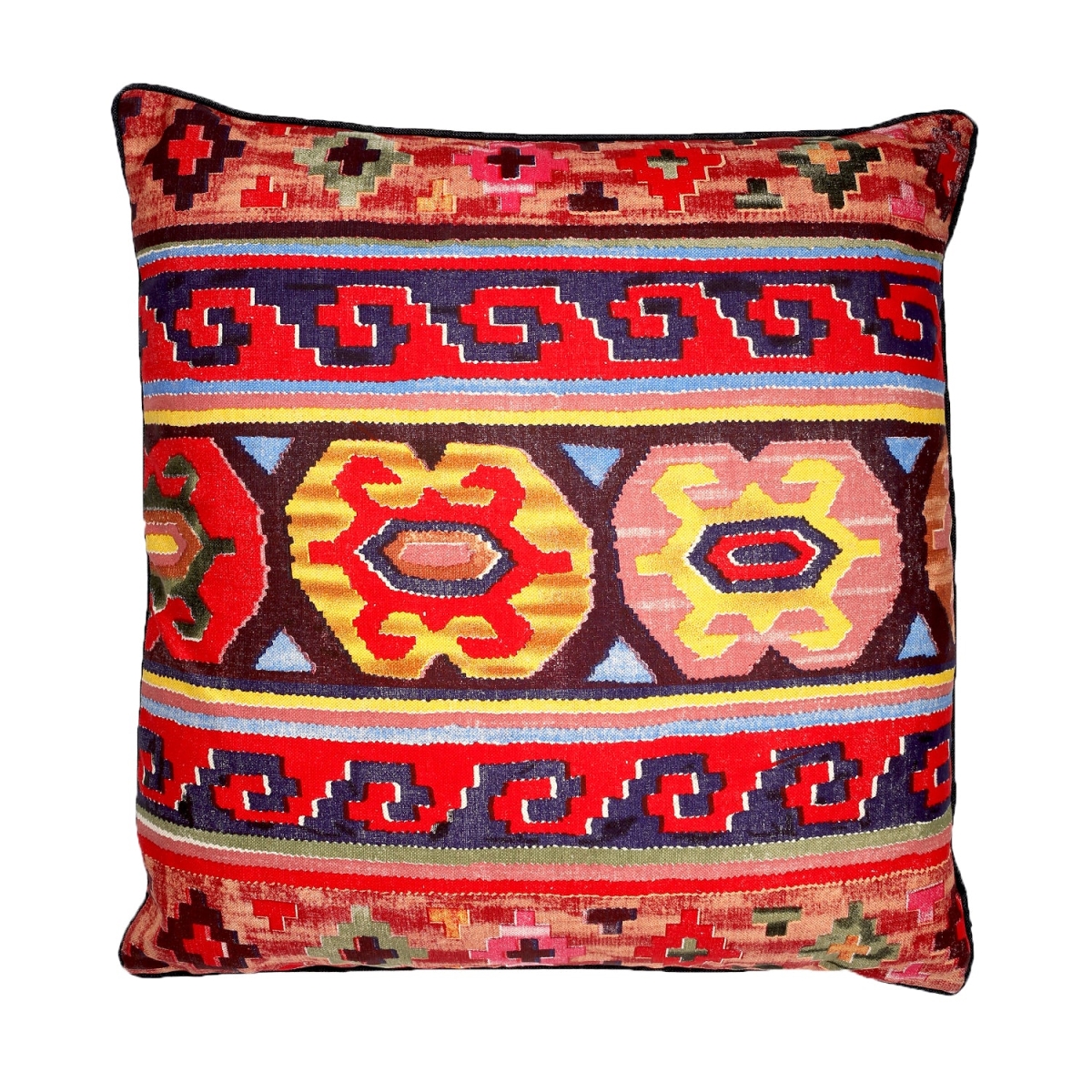 HU-MI2424TW25OP Multi Colored Ikat Patterns With Polyester Insert Pillow