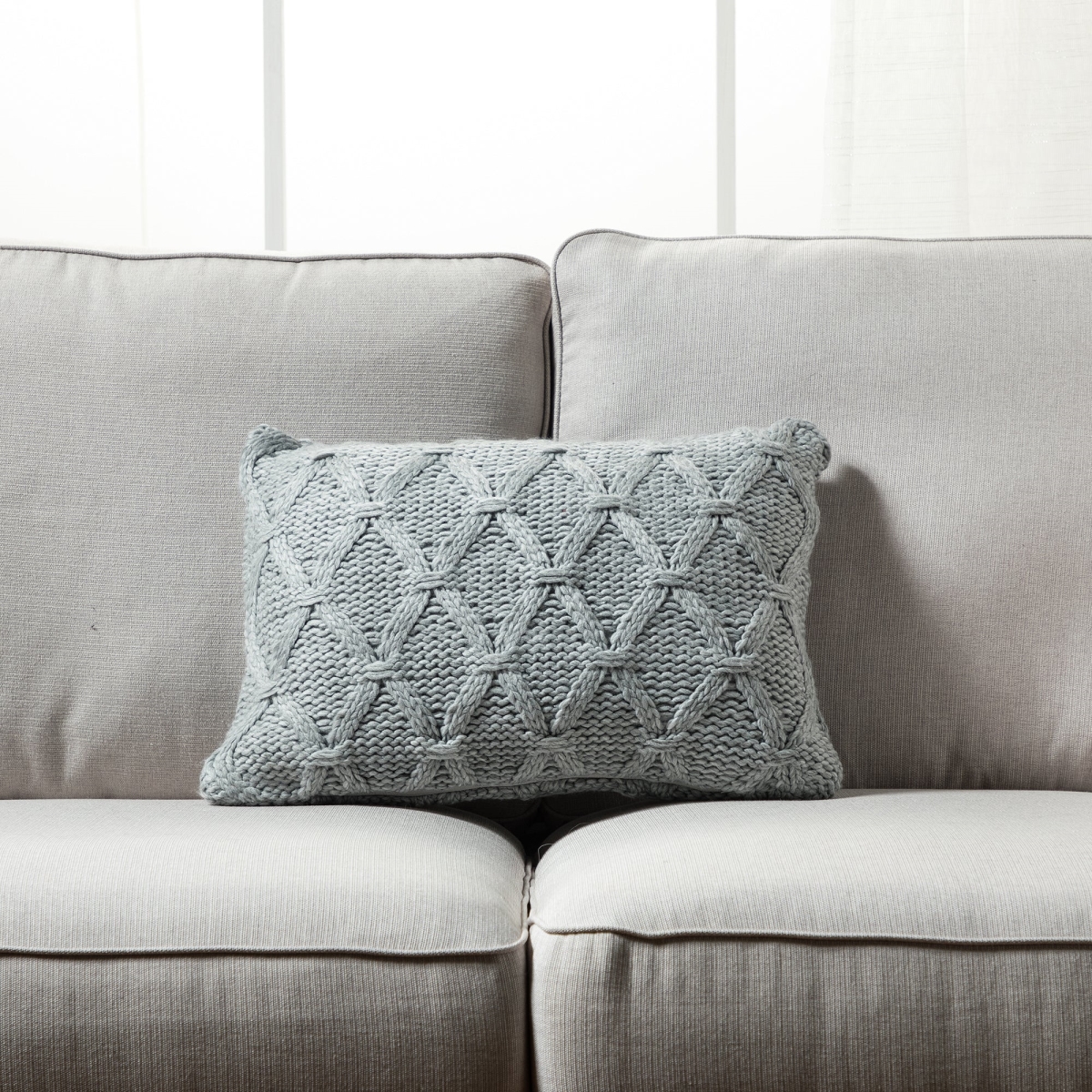 Gray Cable Knit Pattern Pillow Cover