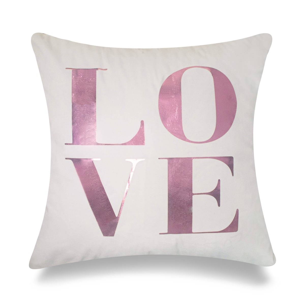 HU-GS1818JTLOBROP Love Rose Pink Foil On White With Polyester Insert Pillow