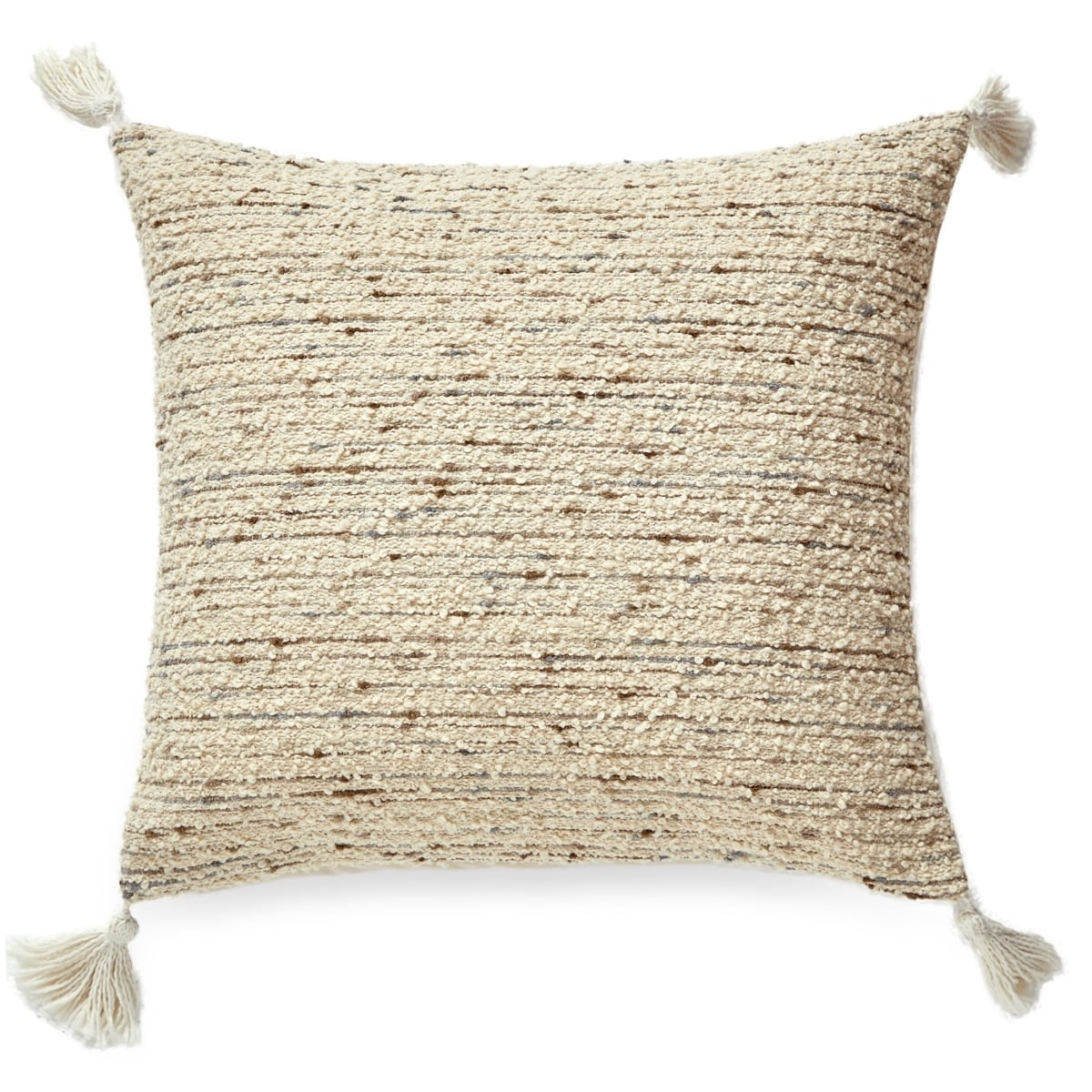 HU-CG1818EGTSIVOP Ivory Boucle Fabric With Tassels And Polyester Insert Pillow