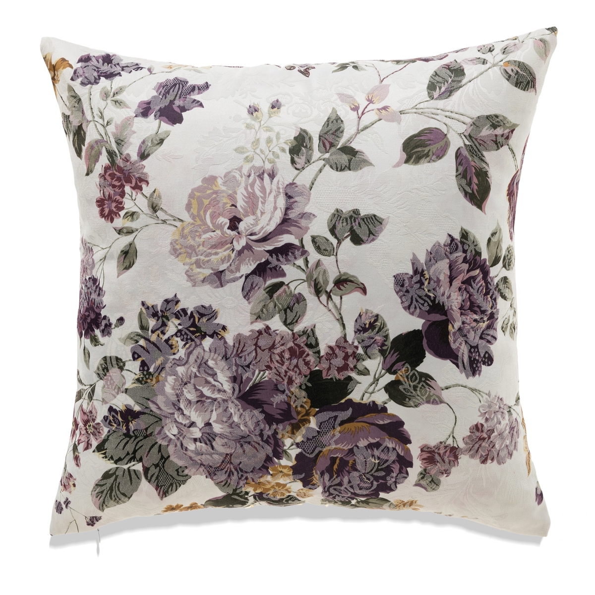 HU-FL2222JT32OP Purples And Grays Floral Pattern On White With Polyester Insert Pillow