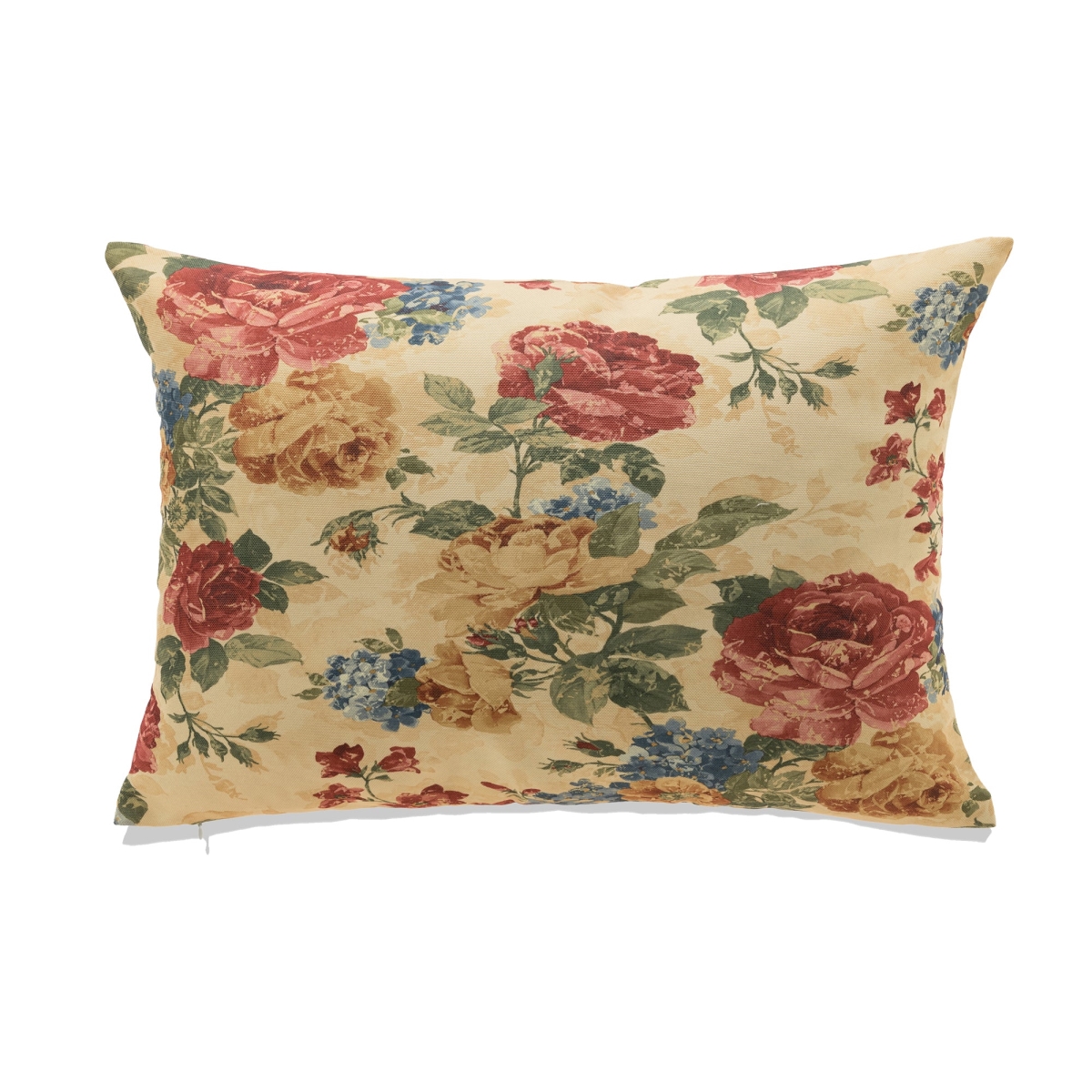 HU-FL1422JT14OP Multi Colored Flowers On Cream Background With Polyester Insert Pillow