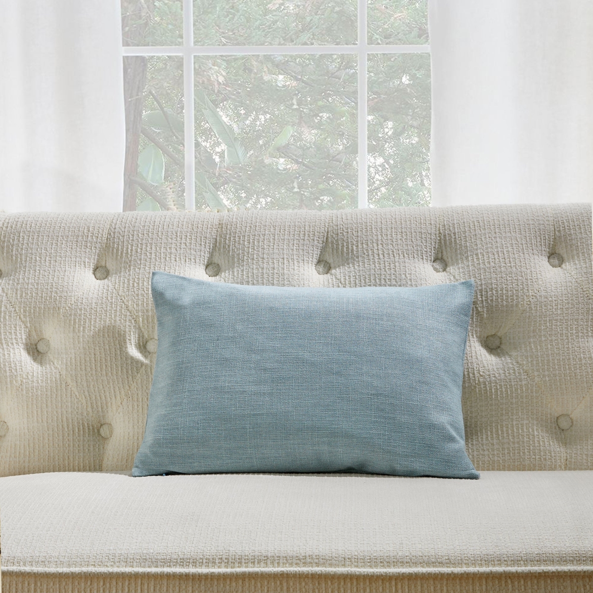 HU-SS1420EGBLOF Blue Lumbar With Featherdown Insert Pillow