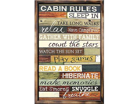 IV-S17-CB024 Cabin Rules Wooden Wall Decor