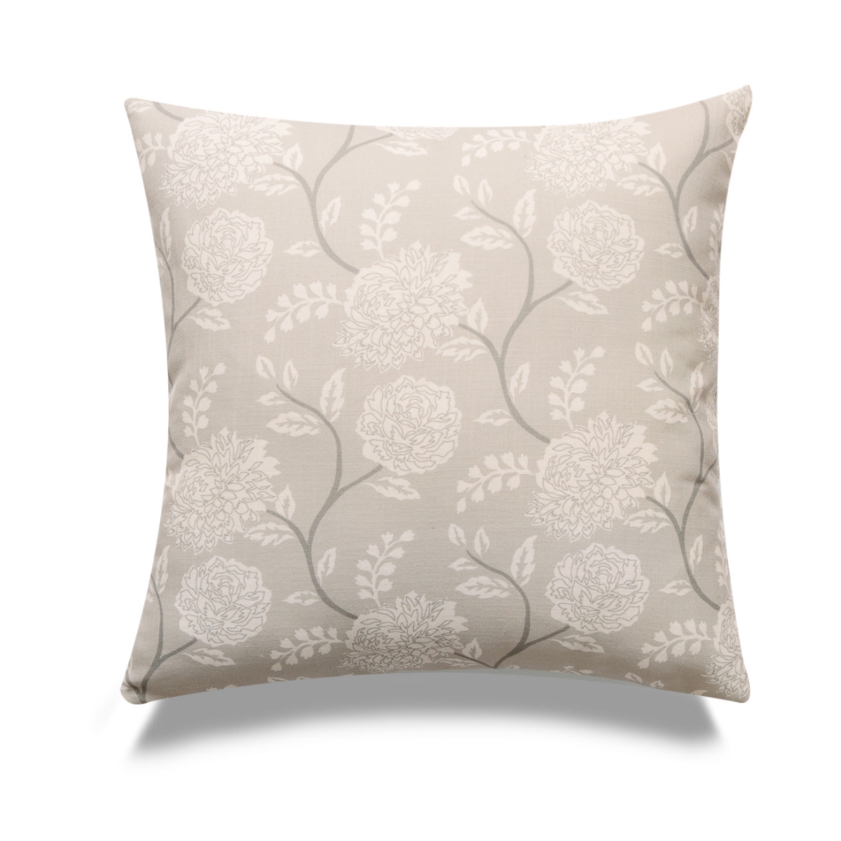 HU-MP2020JS11GEOF Square Greige With White Peonies And Featherdown Insert Pillow