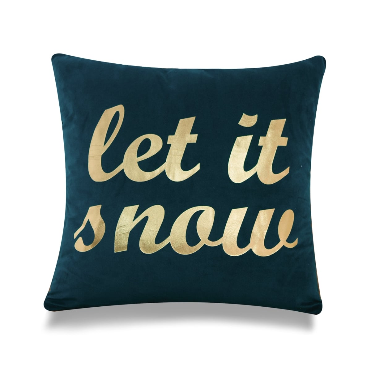 HU-GS1818KSLSG1XX Gold Foil Let It Snow On Bottle Green Background Pillow Cover