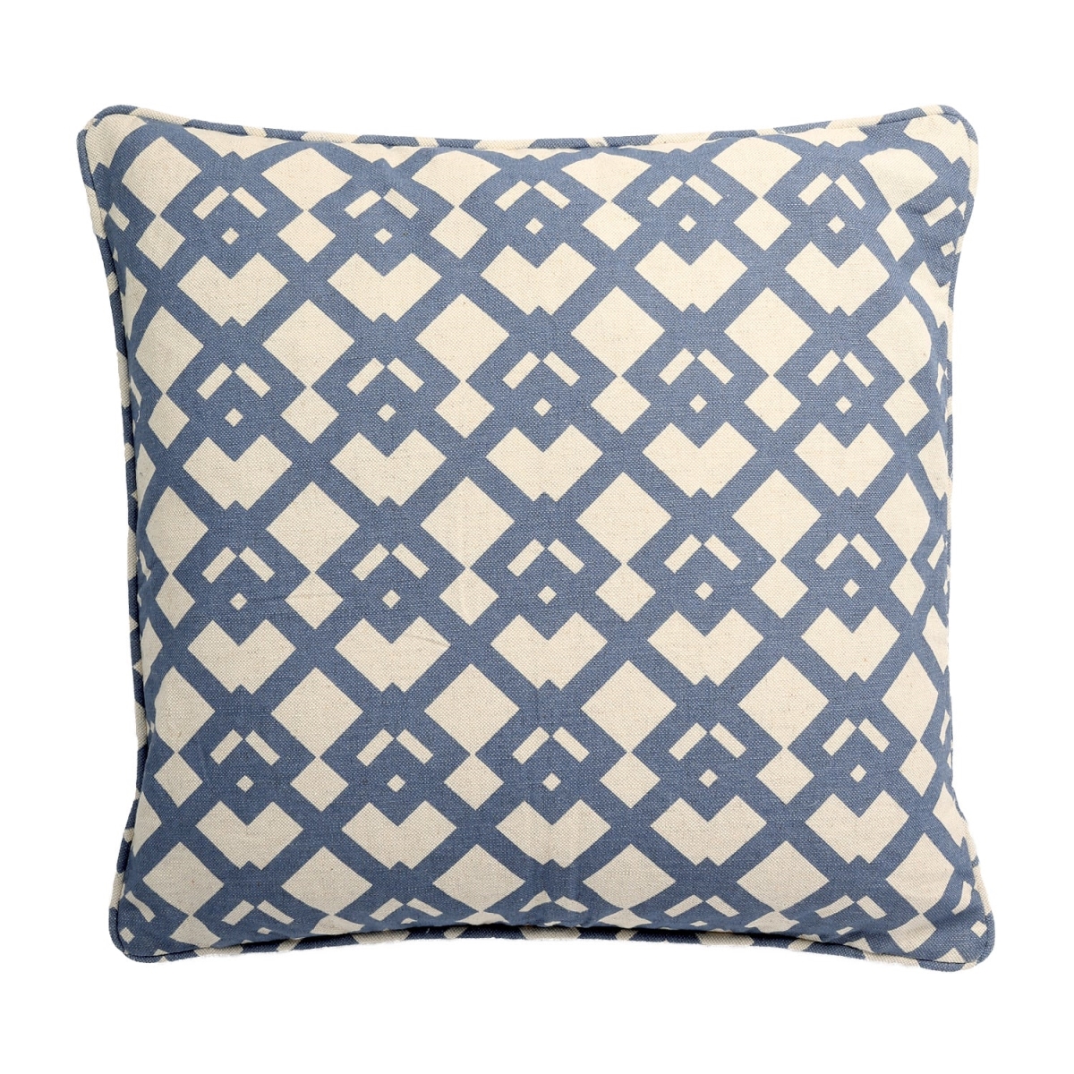 HU-LA1818LWH6OP White With Blue Diamond Patterns And Polyester Insert Pillow