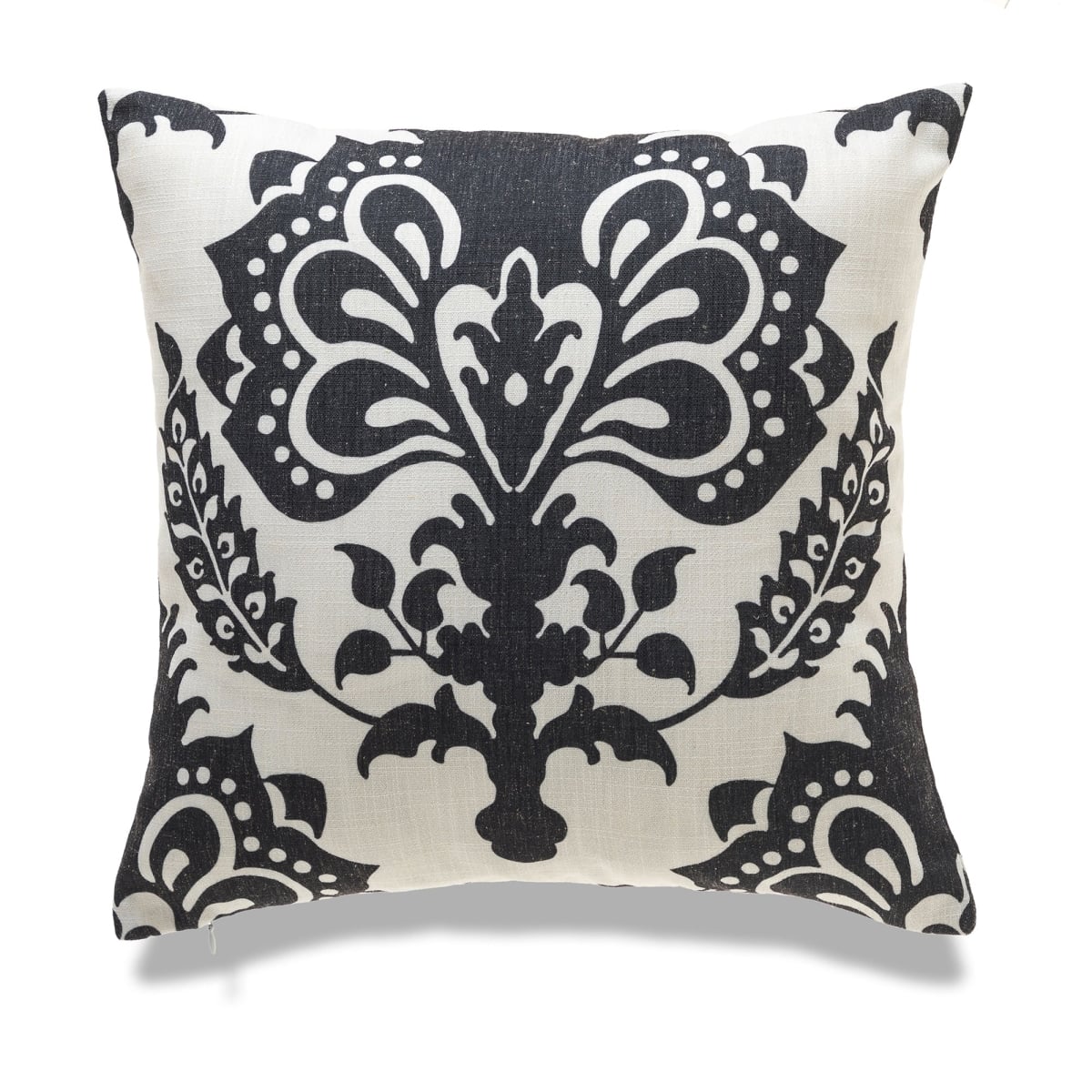 HU-VA1818KS04OF White With Black Print And Feather Down Insert Pillow