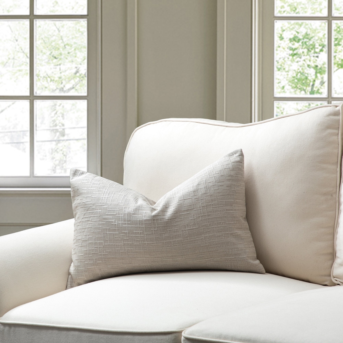 HU-SS1420JS04BGOP Beige With Polyester Insert Lumbar Pillow