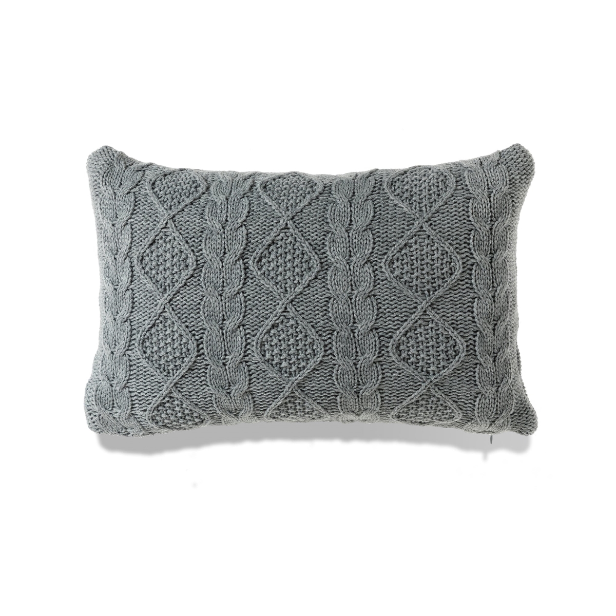 Heather Gray Chunky Cable Knit Lumbar With Polyester Insert Pillow