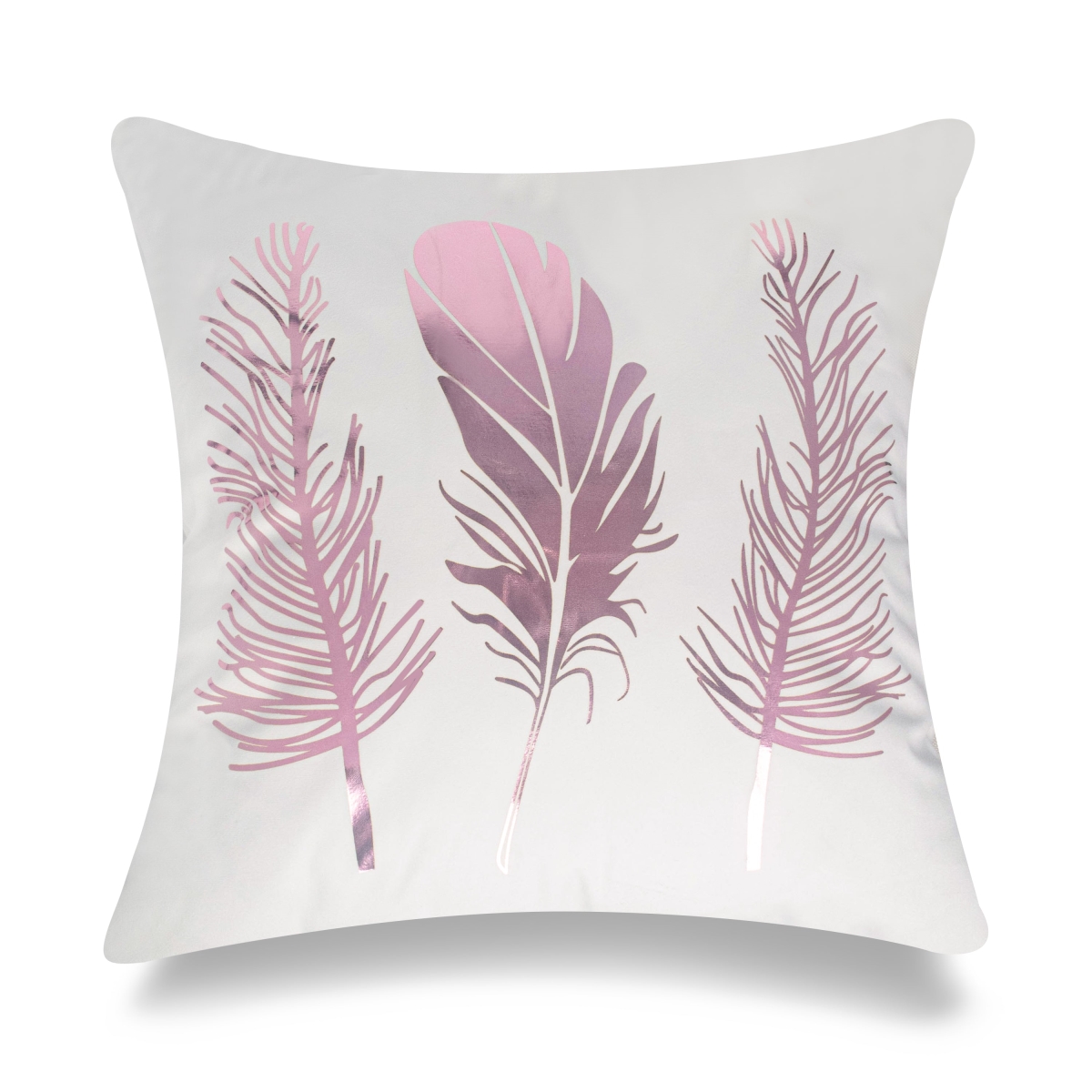 HU-GS1818KSFTR1OF Feathers Pink Foil On White With Feather Down Insert Pillow