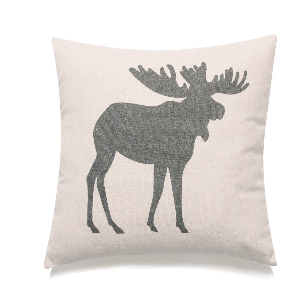 HU-OC2626IC04OP Gray Moose Print Euro With Polyester Insert Pillow