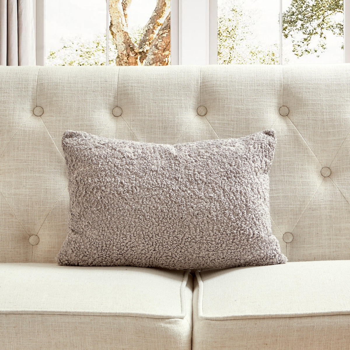 HU-CG1420EGLGXX Light Gray Boucle Pillow Cover