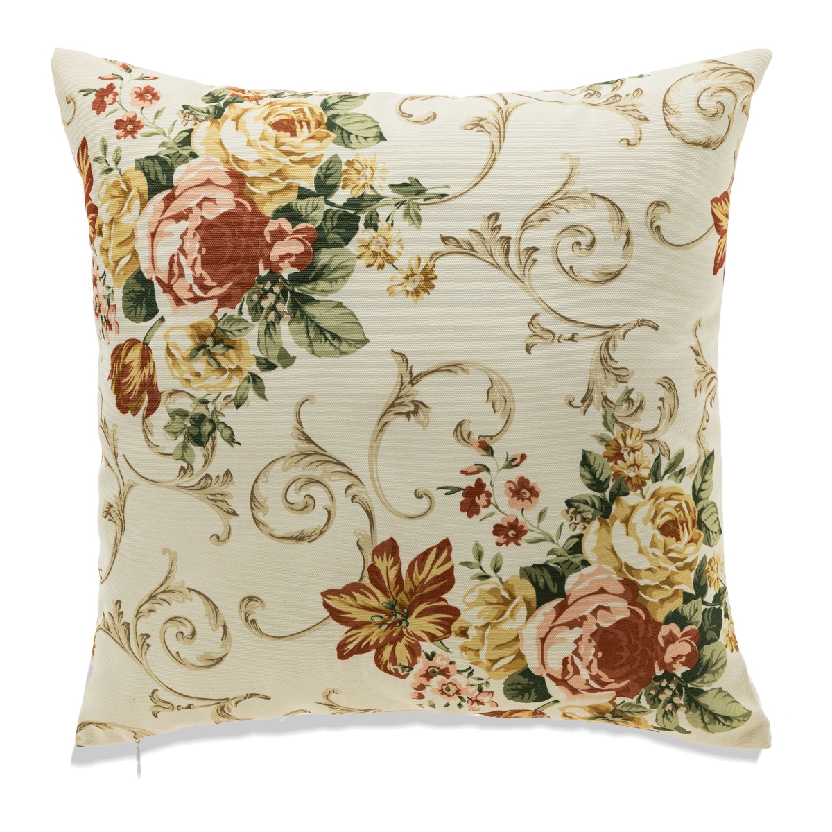 HU-FL2222JT15OP Muted Colored Flowers On White With Polyester Insert Pillow