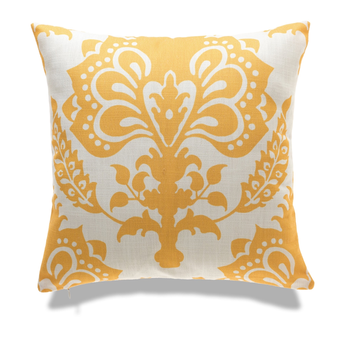 HU-VA1818KS01OF White With Yellow Print And Feather Down Insert Pillow